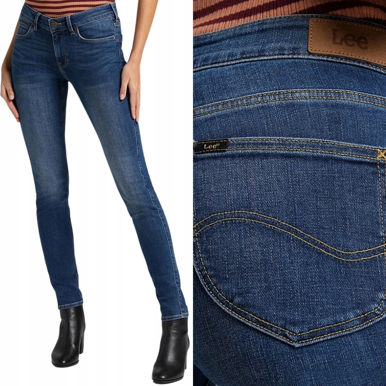 Lee Scarlett Mid Martha Džins tmavé dámské džínové kalhoty úzké nohavice W29 L33