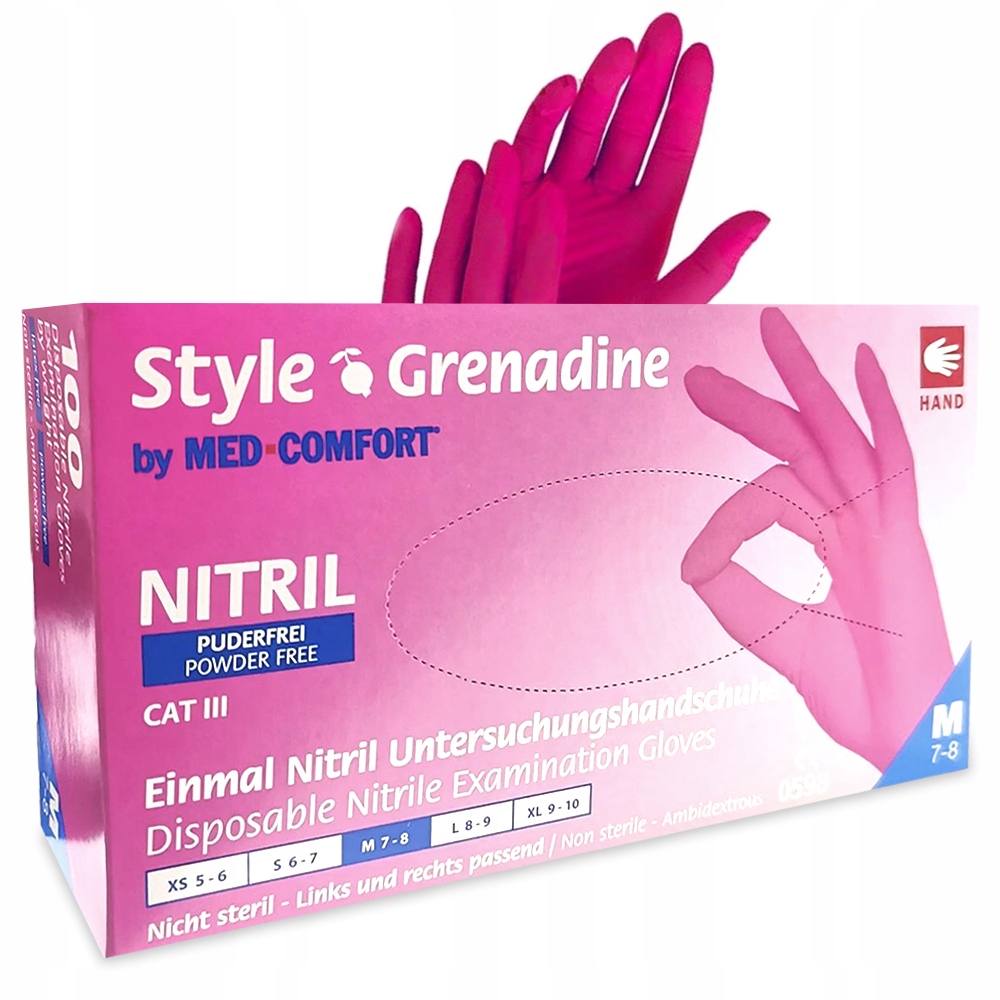 

Rękawiczki Nitrylowe Rękawice Różowe M 100 sztuk