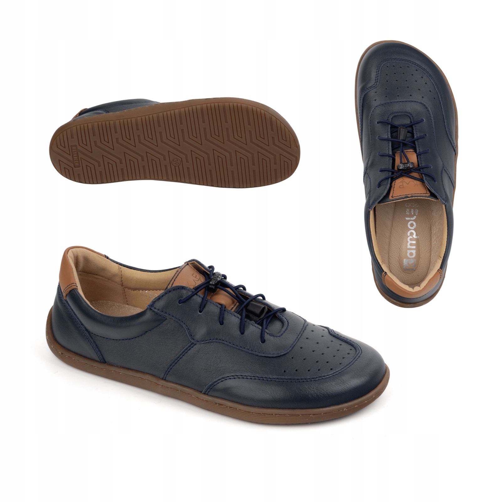 Barefoot minimalistické kožené boty 500/54 tmavě modré 38