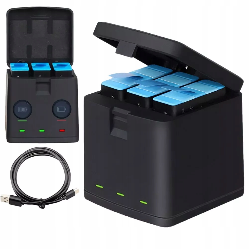 Ładowarka do GoPro 12 11 10 9 Box Hub 3 Kanałowy do 3 Akumulatorów Baterii