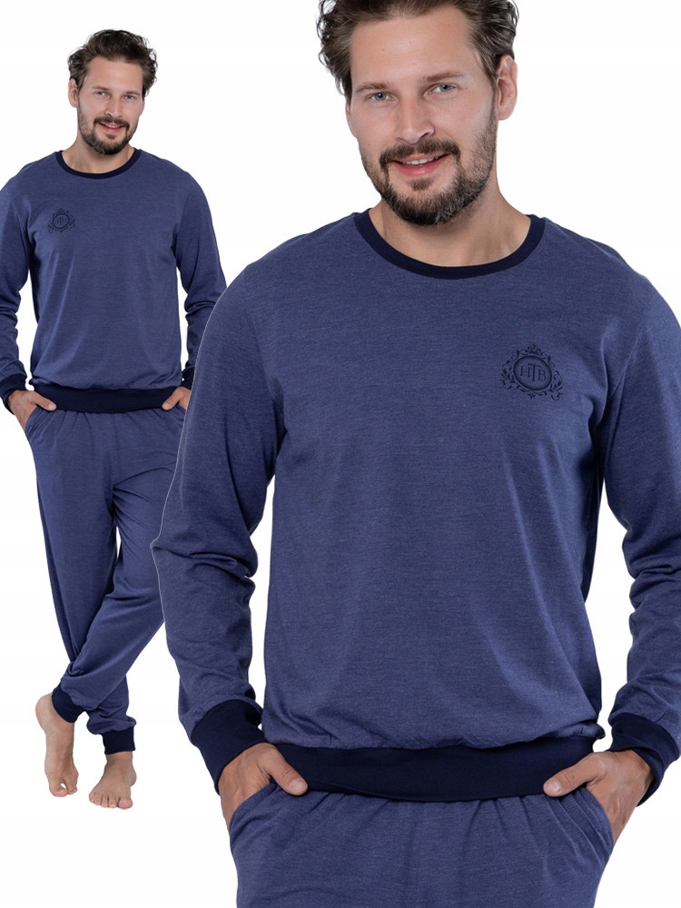 Hotberg Bazyli pánské teplákové pyžamo se stahovacími kapsami námořnická modrá XXL