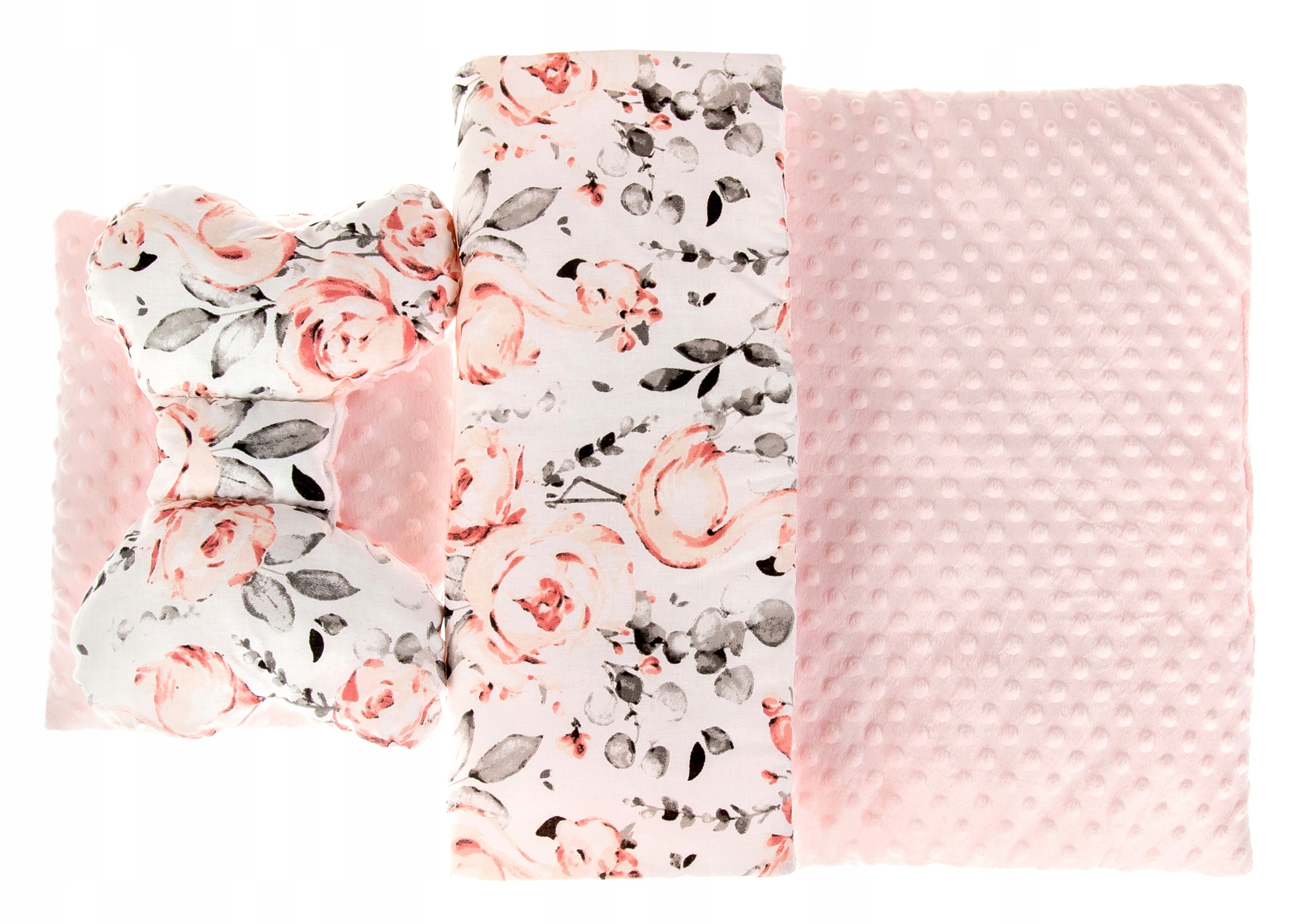 KOMPLET 3CZ. DO WÓZKA KOCYK PODUSZKA MOTYLEK MINKY