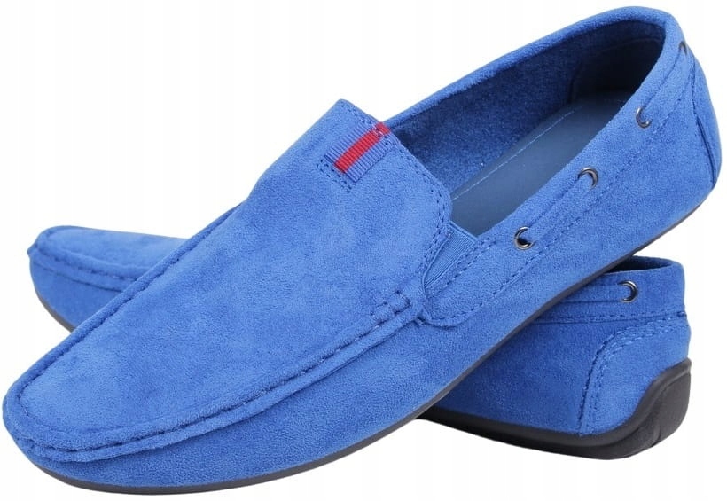 NIEBIESKIE BUTY MĘSKIE MOKASYNY PÓŁBUTY BUTY WSUWANE HAVER CHABROWE ZAMSZ