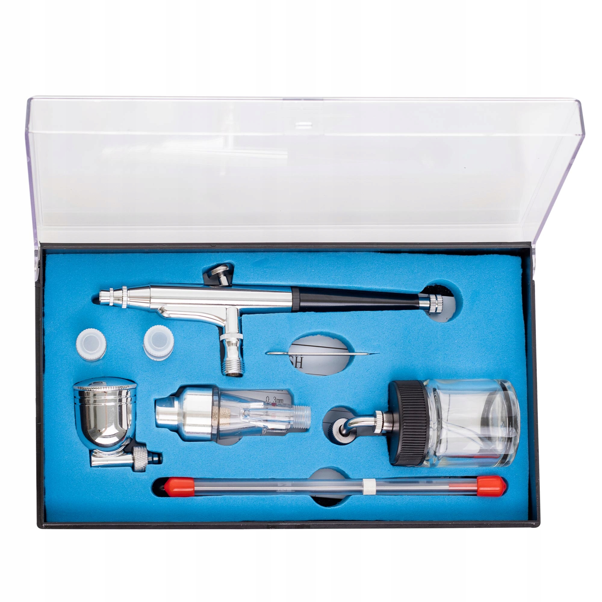 Profesionální Airbrush S Tryskami 0,2/0,3/0,5 MM A 2 Bočními Zásobníky