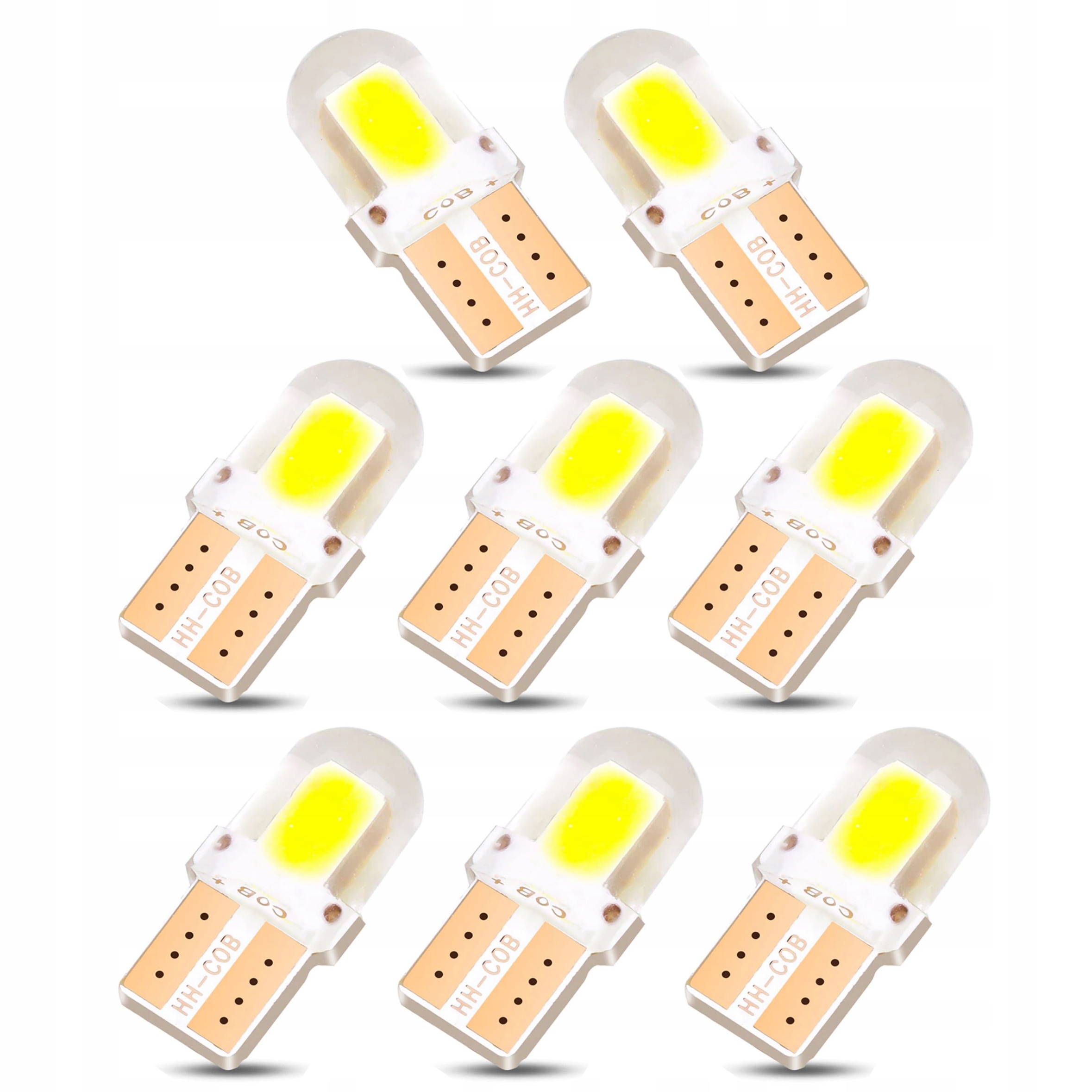 

8x Żarówka Led W5W Cob 2 diody 4-chip T10 Silikon