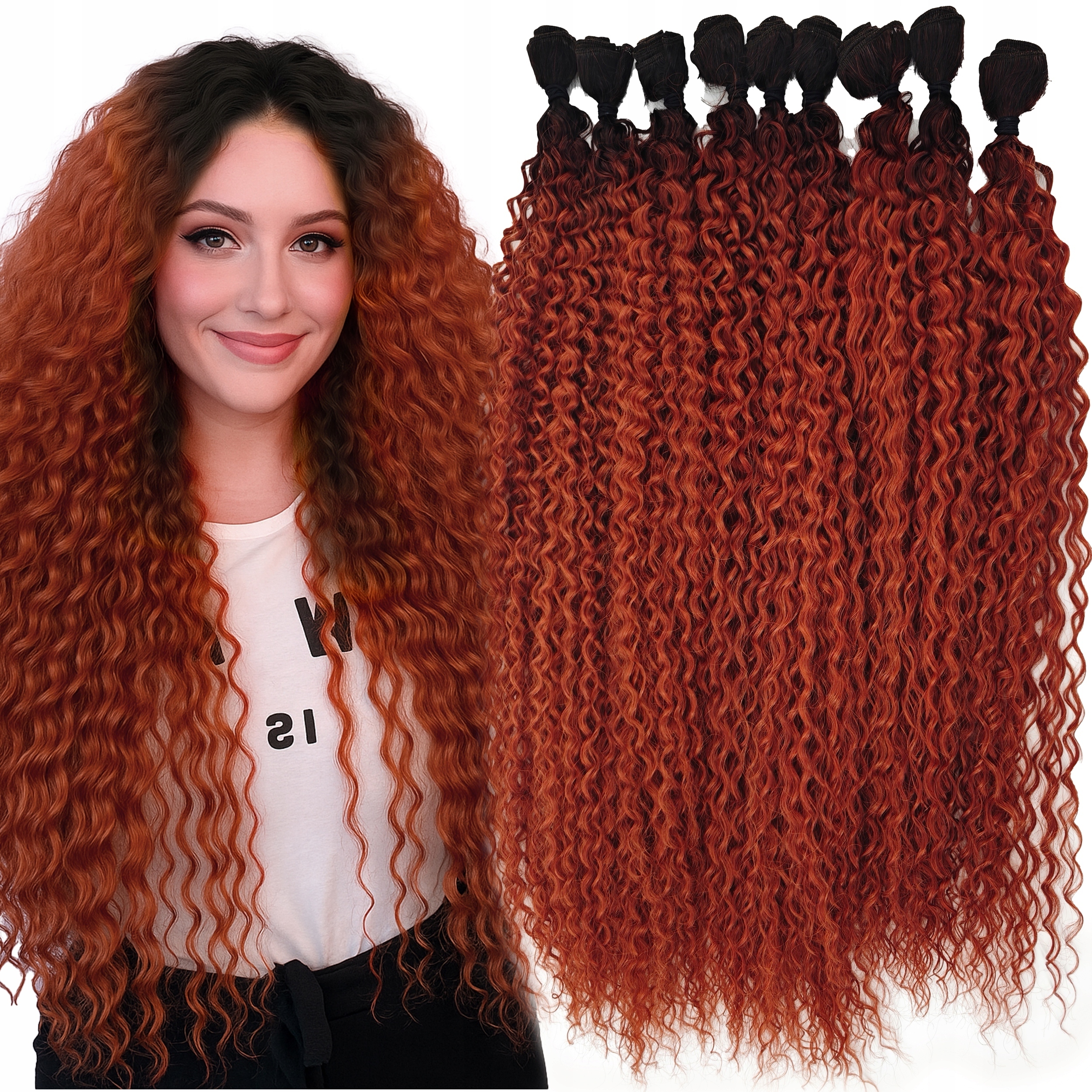 Afro Syntetické vlasy na pásku Beyonce Rudý 9Pak 60 cm 320 g #TT4/BORANGE63