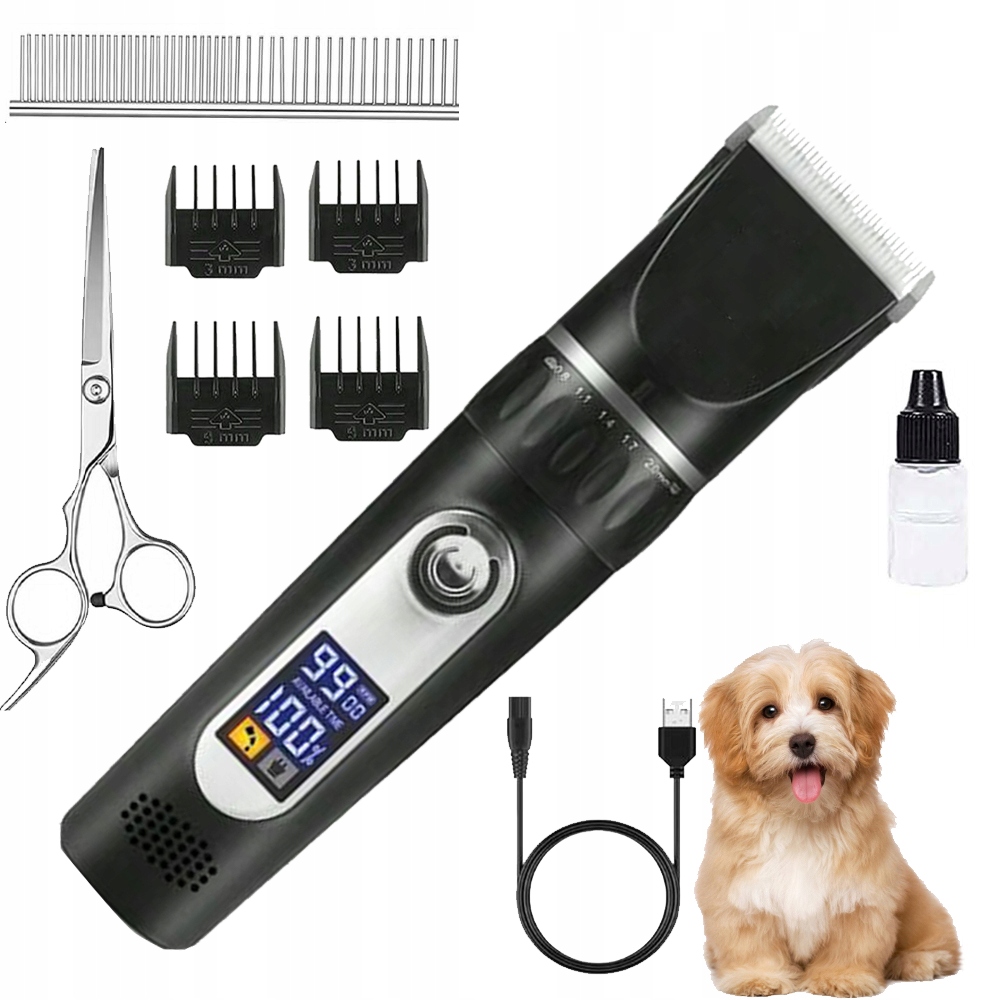 Levně Zastřihovač Psů Bezdrátový, Tichý, Nízké Vibrace, LCD 18W