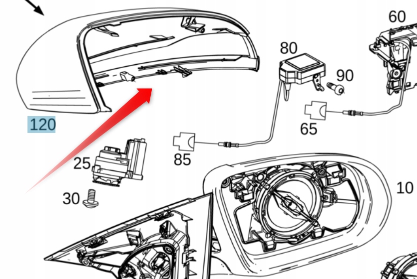 Kryt Zrcátka Mercedes C W205 Bílý, Kód 149, Pra