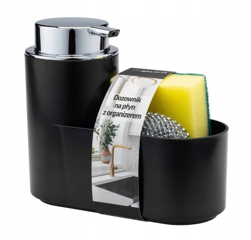 

Dozownik Na Płyn Do Naczyń z organizerem Czarny