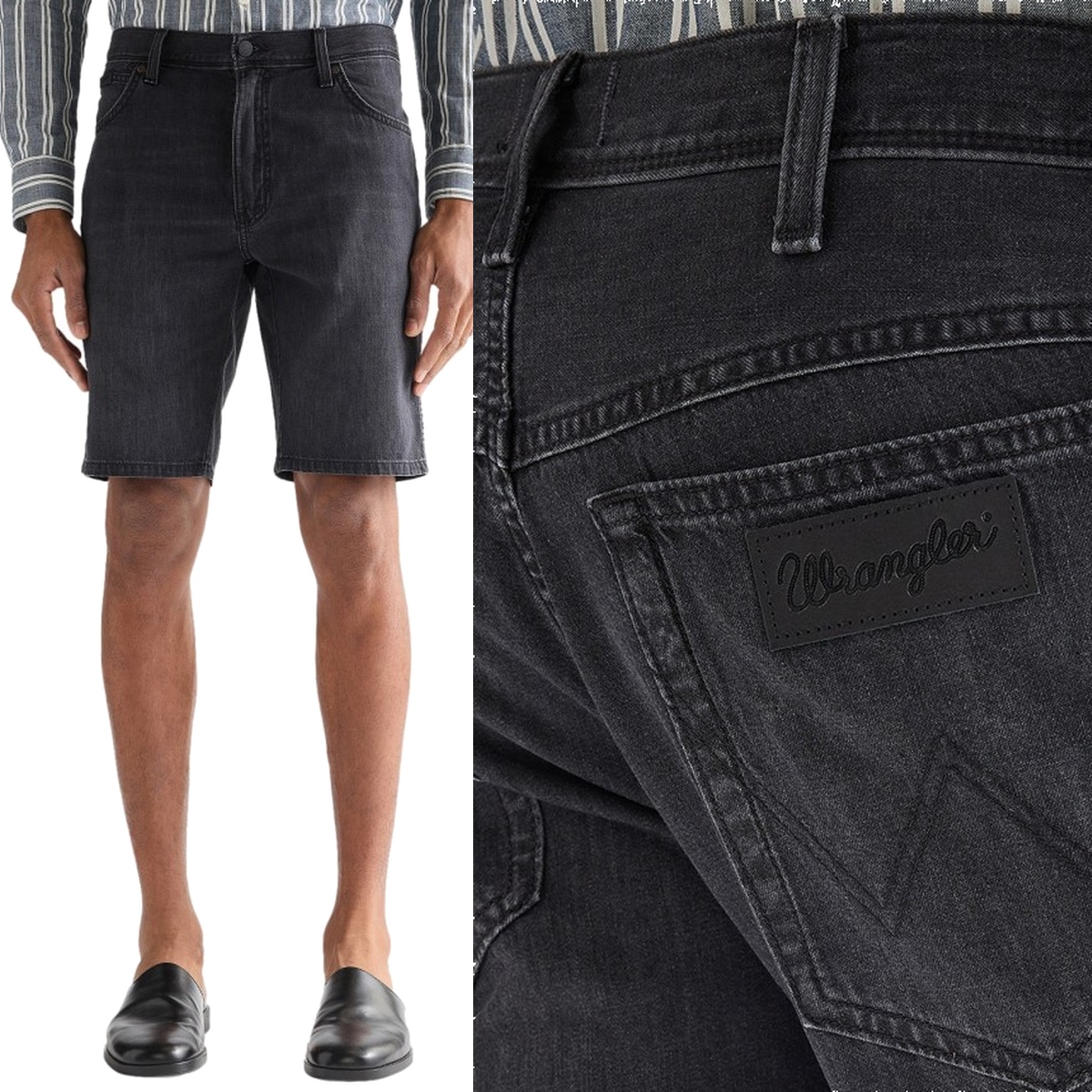 Wrangler Texas pánské krátké kraťasy džínové šortky Onyx Ember šedé W38