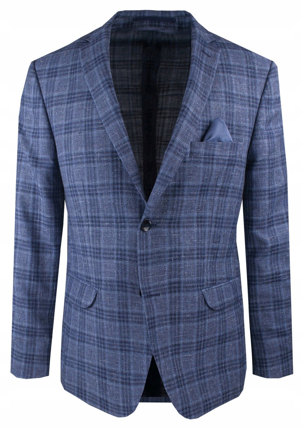 Lehká, lněná Sako bunda Men'sfield Tmavě modrá s mřížkou 116/176