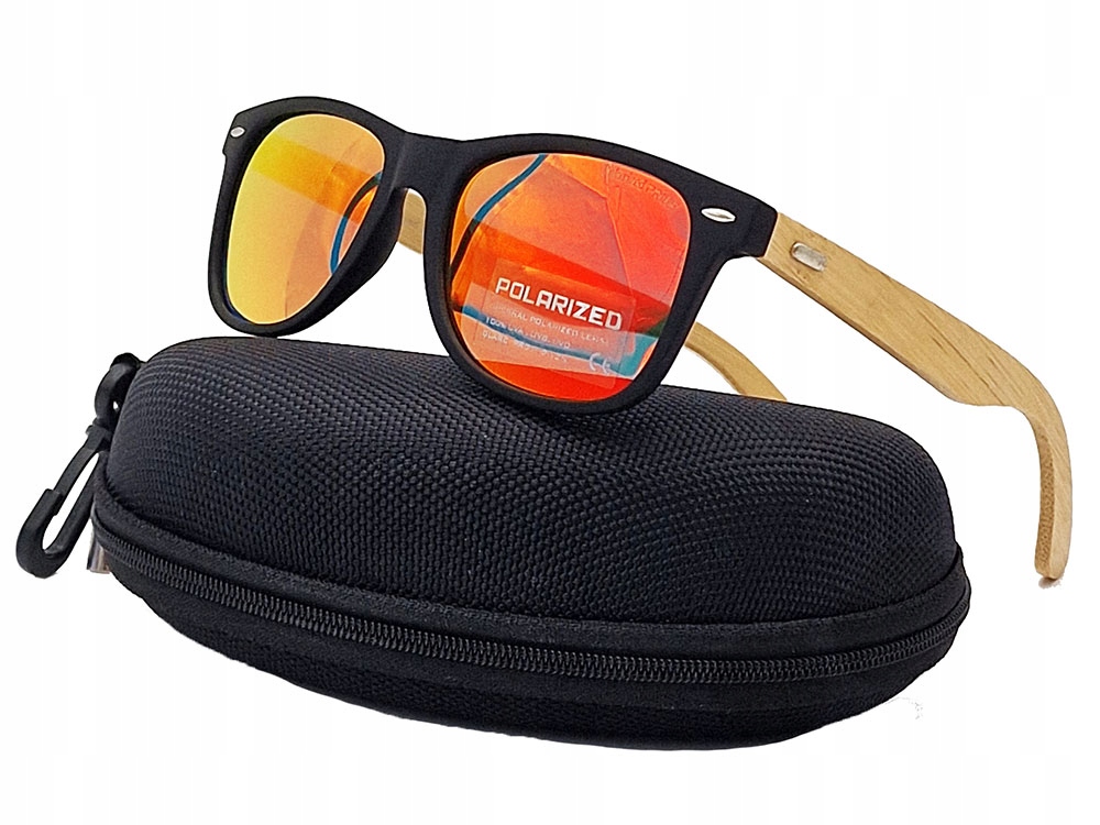 OKULARY DREWNIANE BAMBUSOWE POLARYZACYJNE LUSTRZANKI ETUI UV400 Waga produktu z opakowaniem jednostkowym 0.2 kg