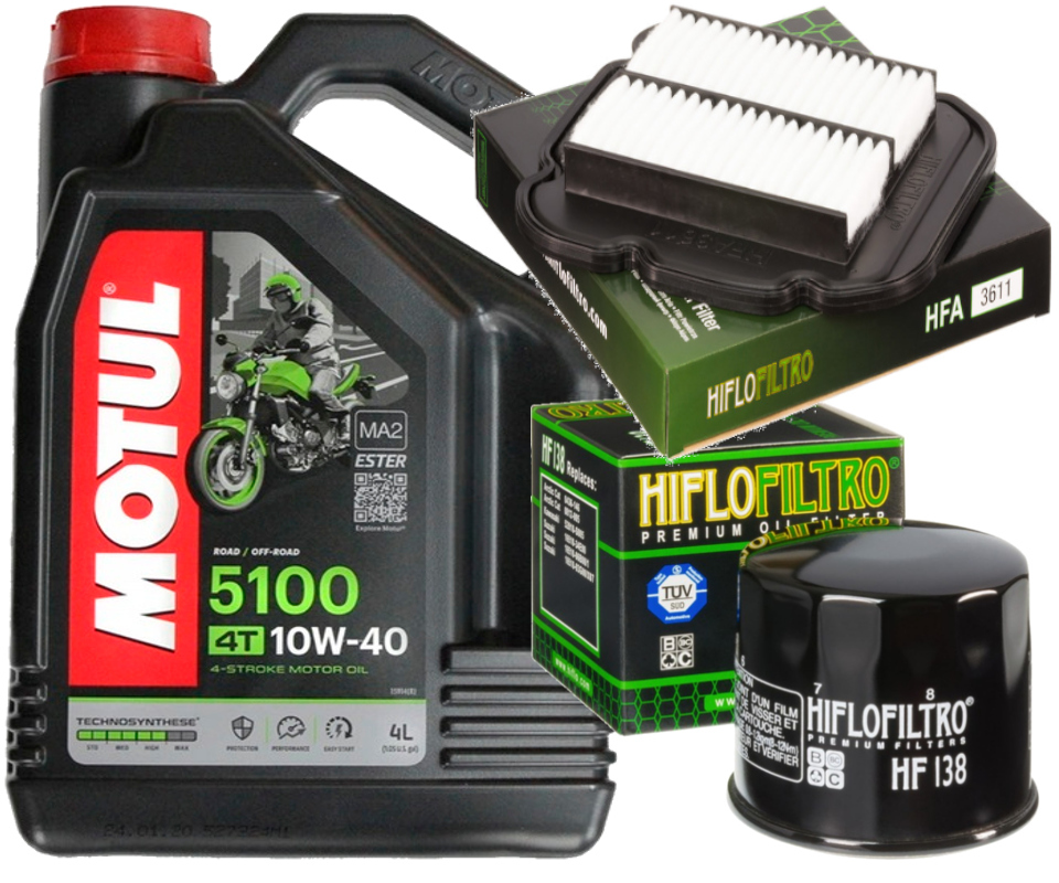 Zestaw Olej Motul 5100 10W40 4L HF138 Filtry Suzuki DL650 V-Strom 04-20