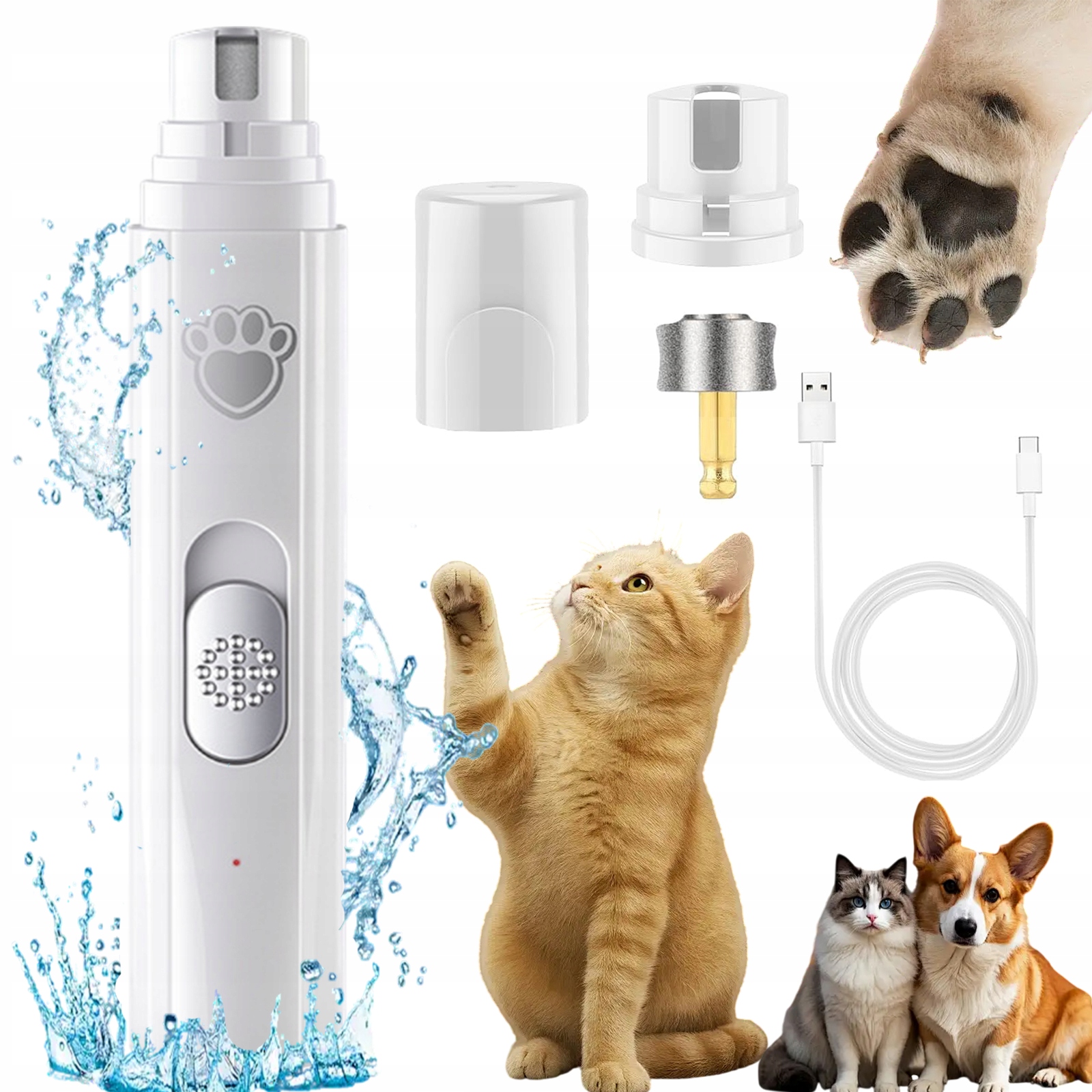 Elektrický Pilník Na Drápky Pro Psa, Bezdrátová Pet Bruska, Bílá Barva