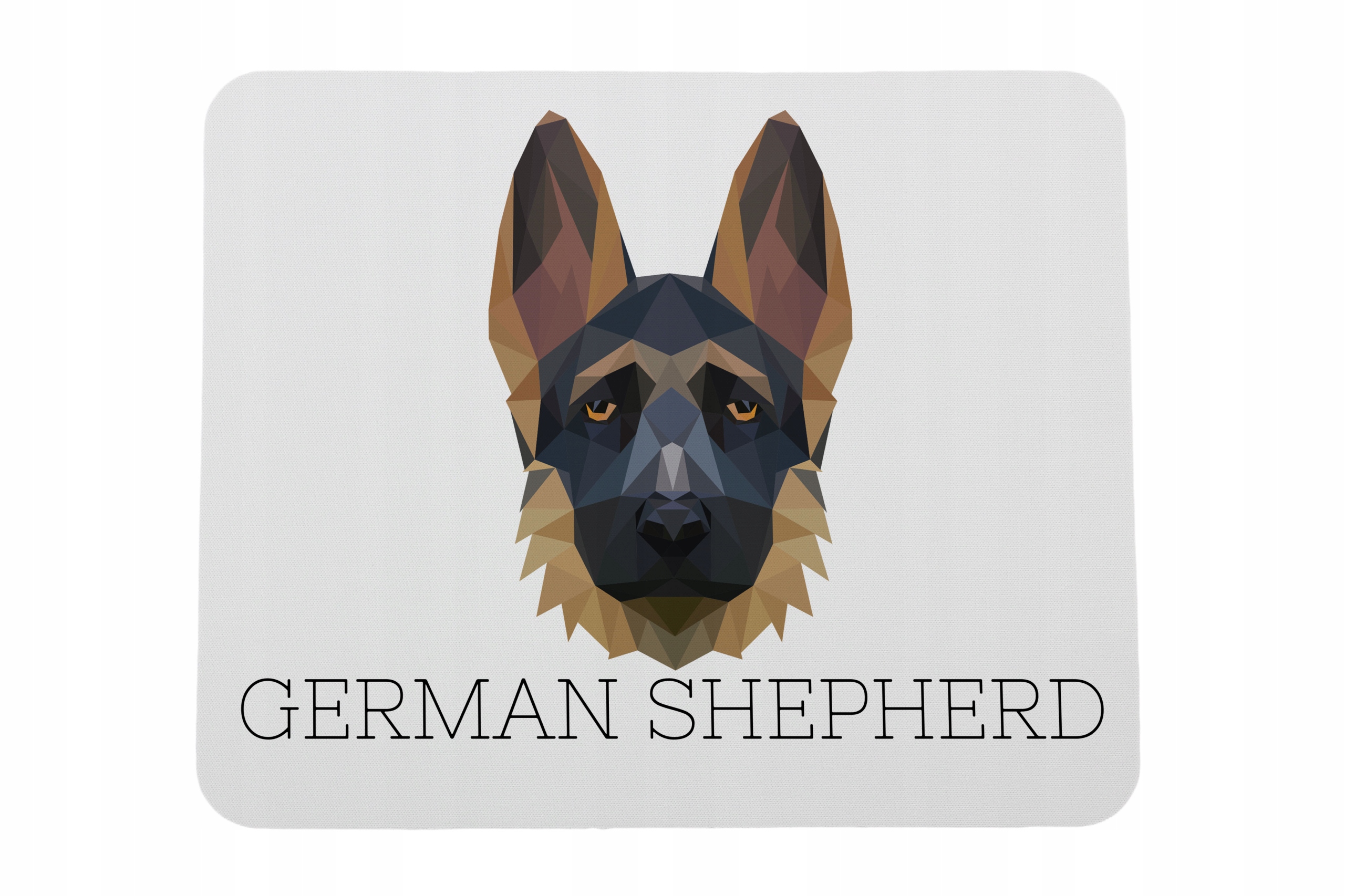 Owczarek niemiecki, Alsatian I -geometryczna podkładka ze zdjęciem i napise