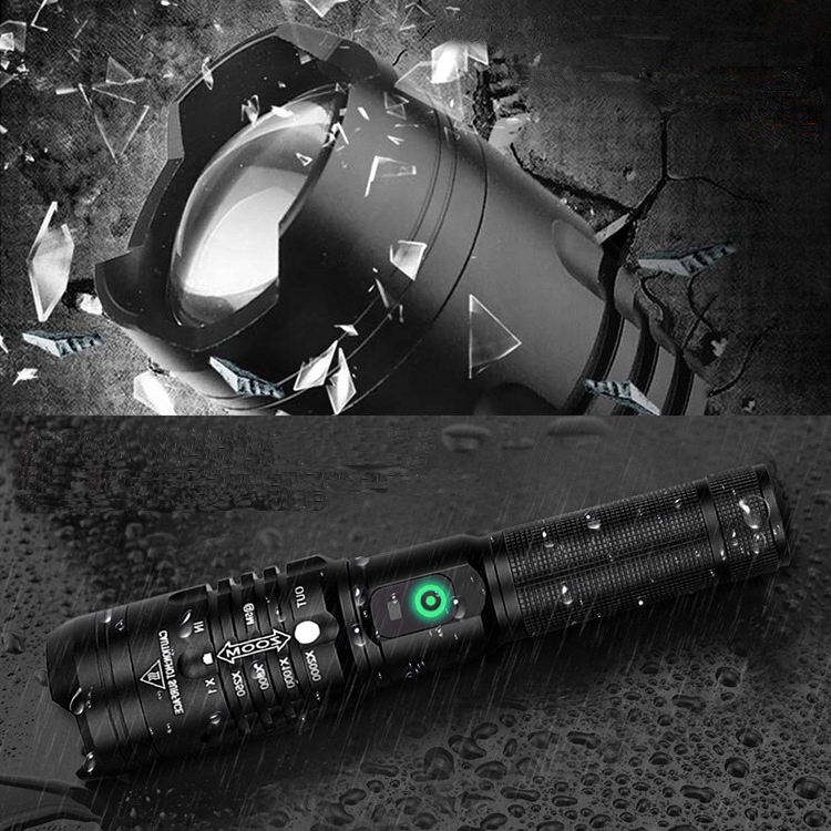 MOCNA LATARKA TAKTYCZNA LED POWERBANK ŁADOWANIE USB ZOOM AKUMULATOR Model VA0108