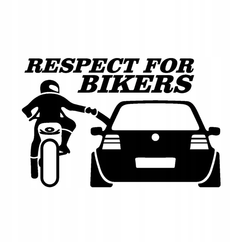 Naklejka bez tła na auto szybę witrynę Szacunek Dla Motocyklistów
