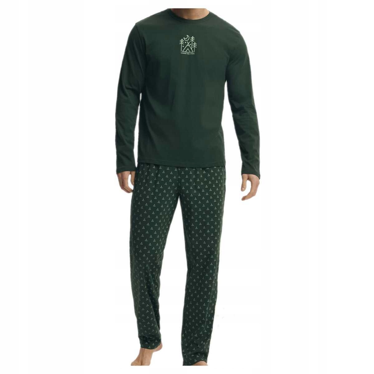 Pánské pyžamo Henderson 43478 Lush bavlněné zelené noční s dlouhým rukávem 3XL