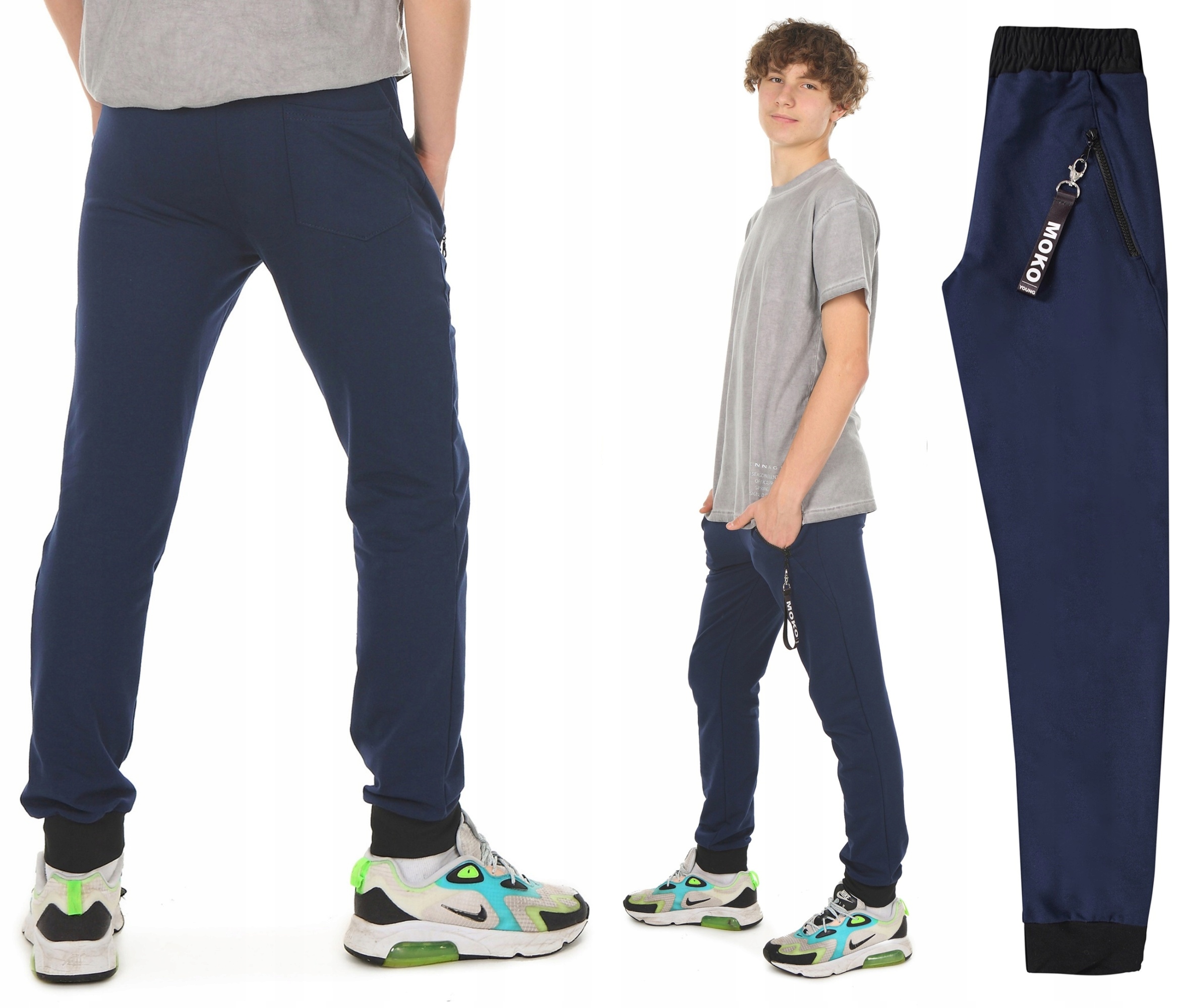 Spodnie dresowe Joggery ZAPINANE KIESZENIE granat r.164 Produkt PL