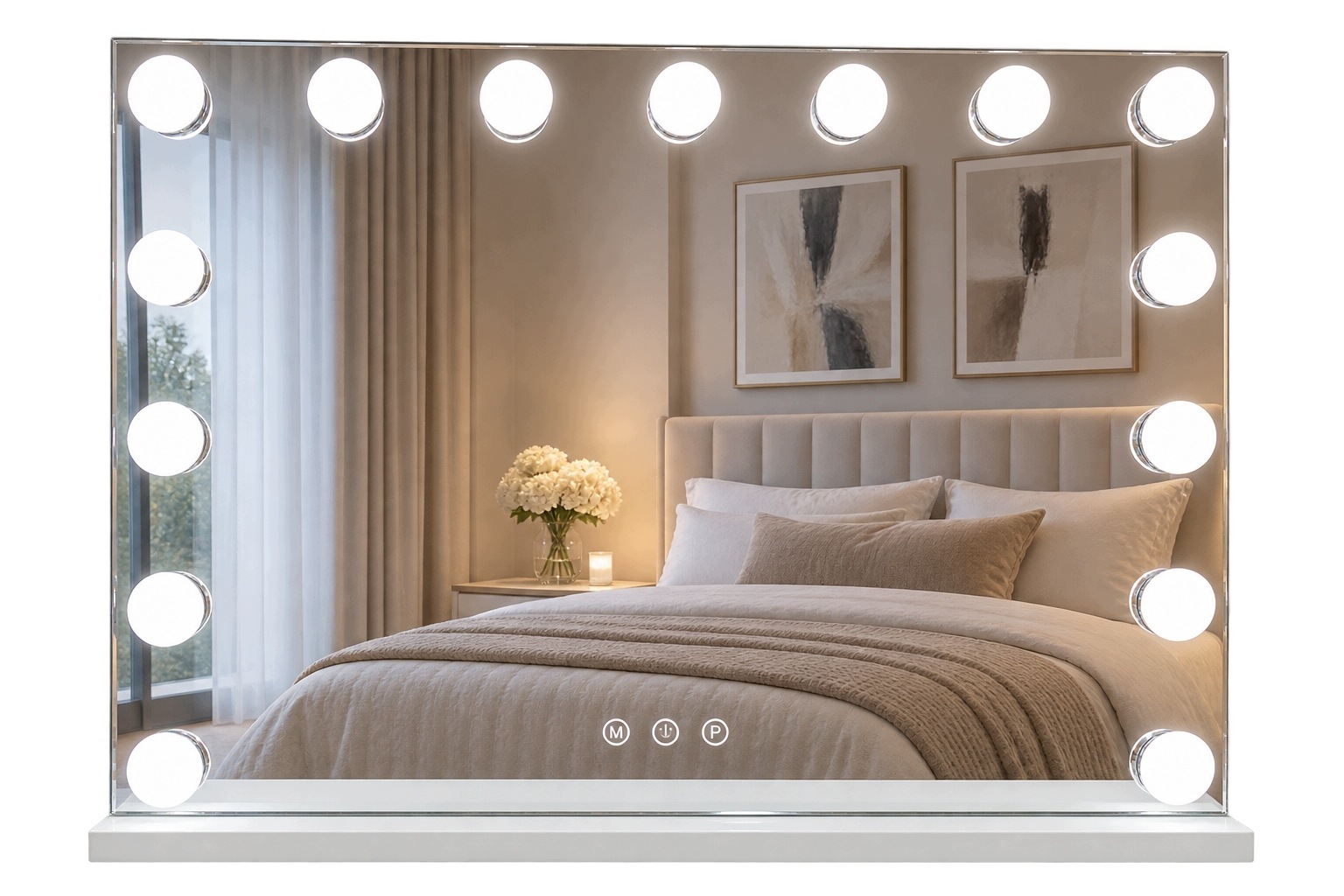Kozmetické Led zrkadlo na líčenie s 3 dotykovými farbami 58 x 46 cm