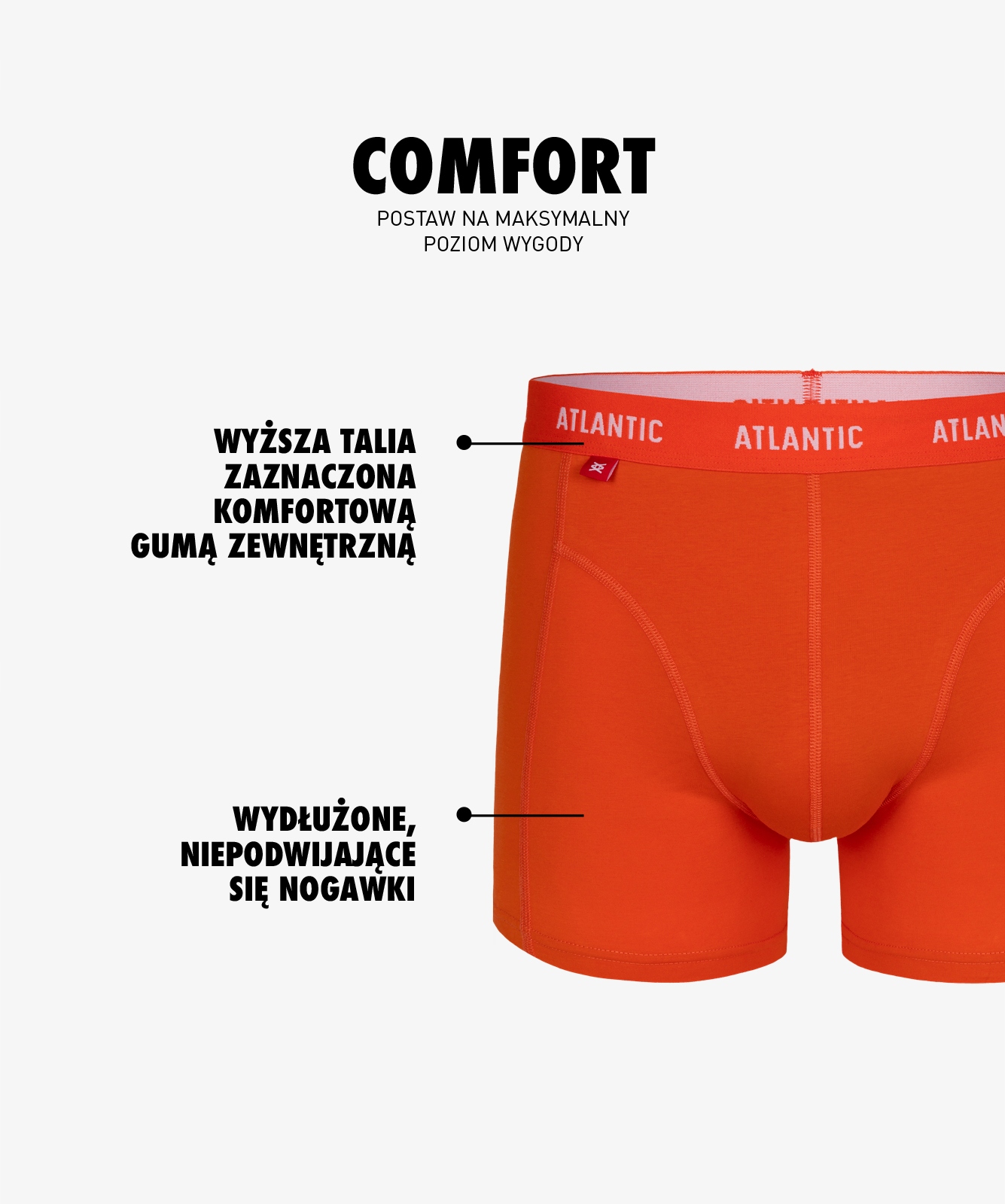 ATLANTIC SZORTY 3MH-047 GRANAT-POMRAŃCZOWY 2XL Kolekcja COMFORT