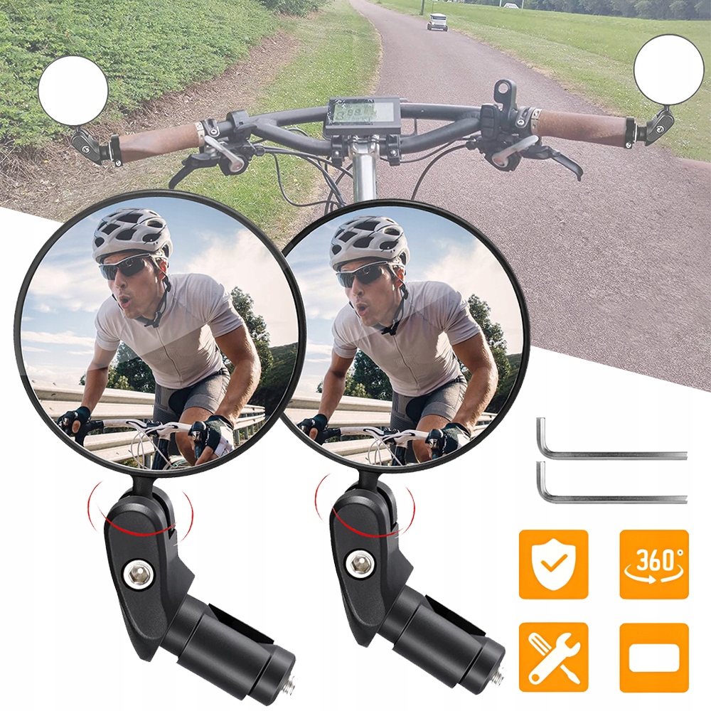 2 X LUSTERKA ROWEROWE OBROTOWYCH LUSTEREK OBRÓT O 360° DO ROWERÓW GÓRSKICH