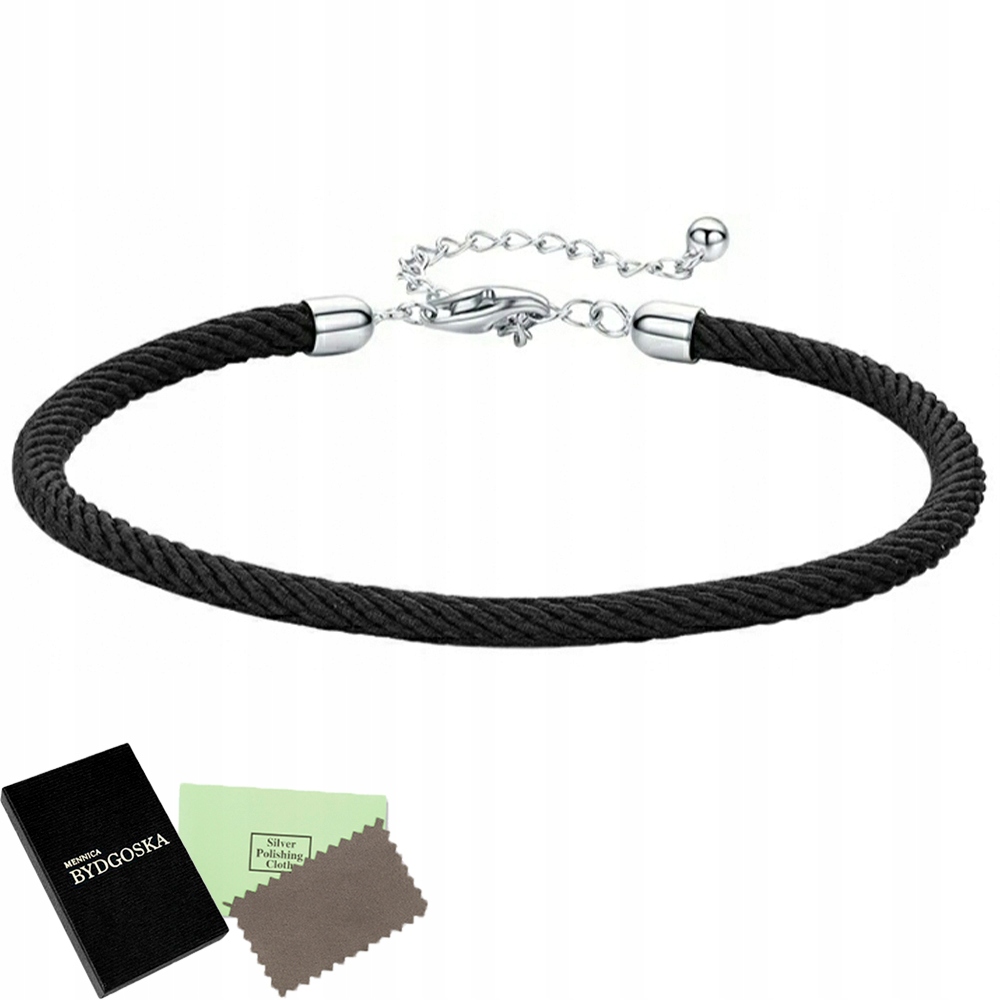 

Czarna Bransoletka Modułowa Charms Srebro 925