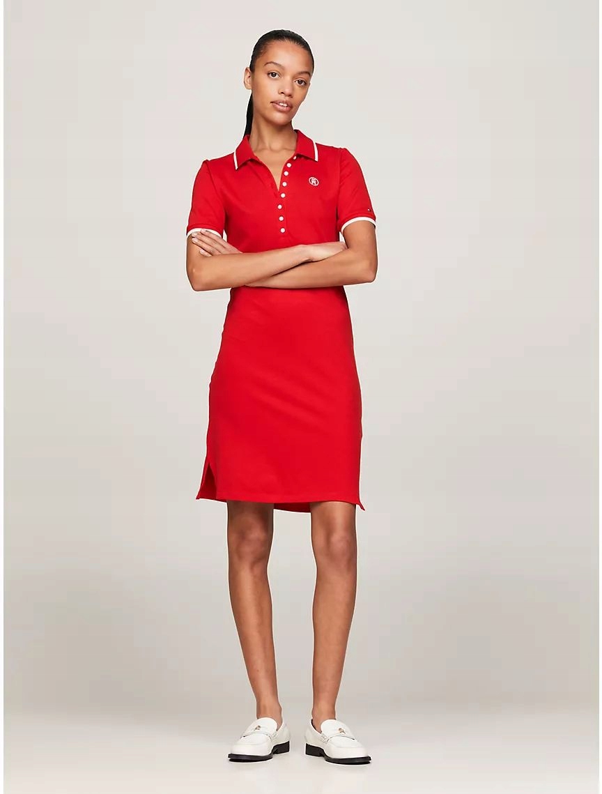 Tommy Hilfiger dámské červené šaty Polo M