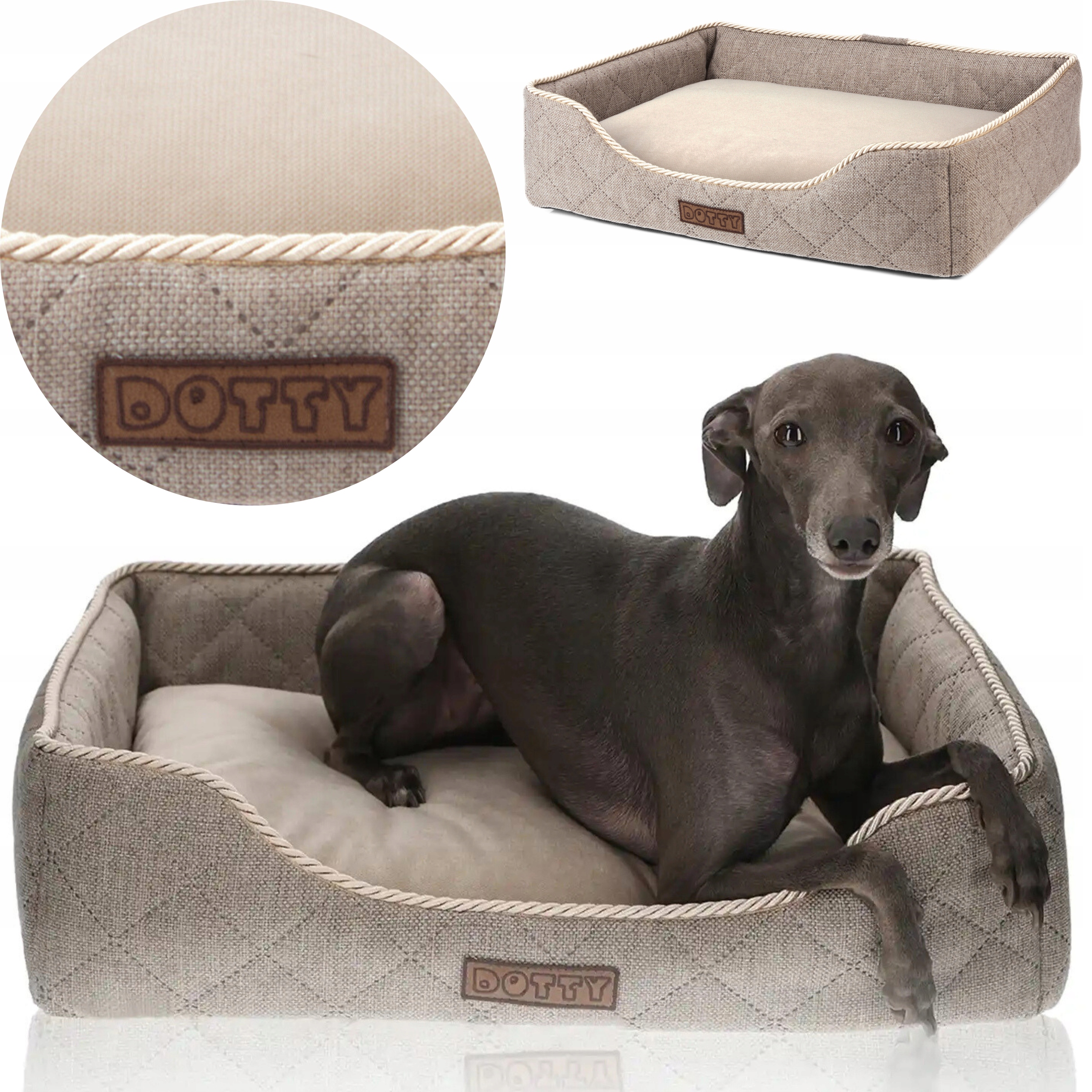 Pelíšek pro psa, pohovka, potah pro kočky Dotty hnědá prošívaná