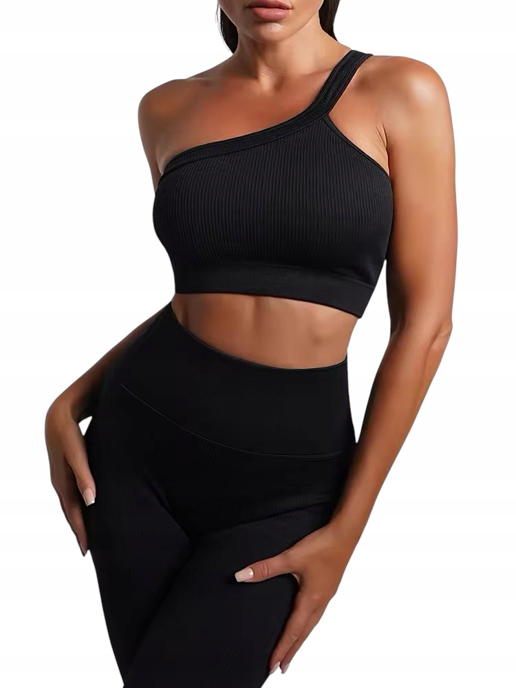 Legginsy push up Leginsy sportowe prążkowane Komplet Sportowy Wysoki Stan S