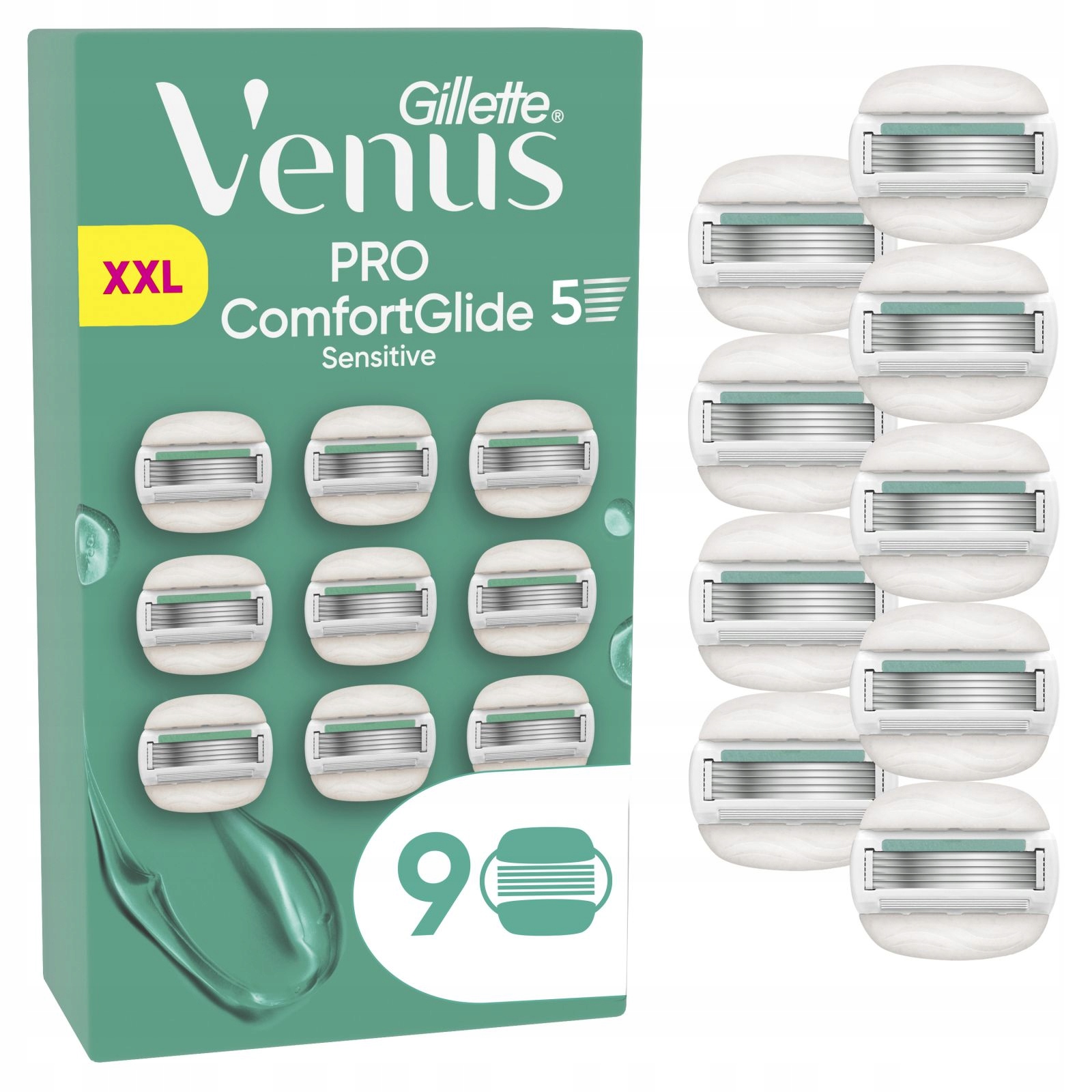 Venus Pro Comfortglide Sensitive Břitvy Zelená/bílá 9 Ks
