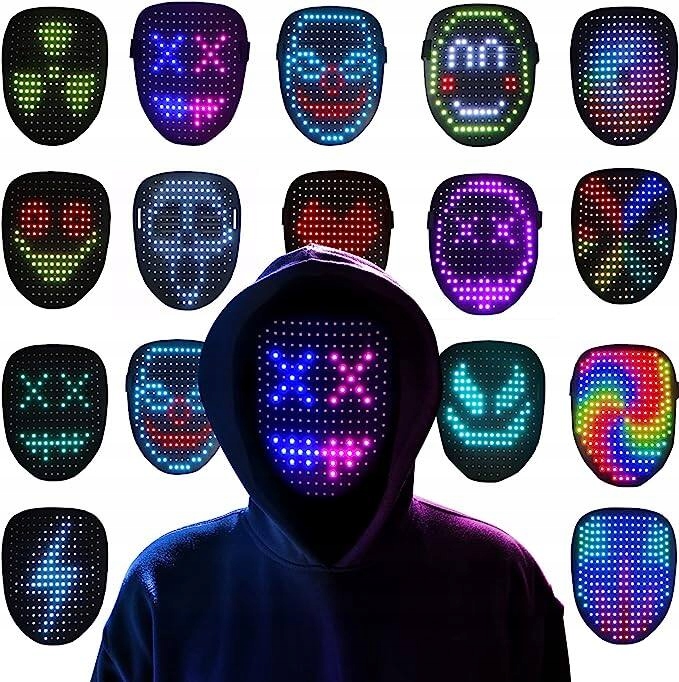 Svítící Led Maska S Rozpoznáváním Gest Halloween Led Maska Na Karneval