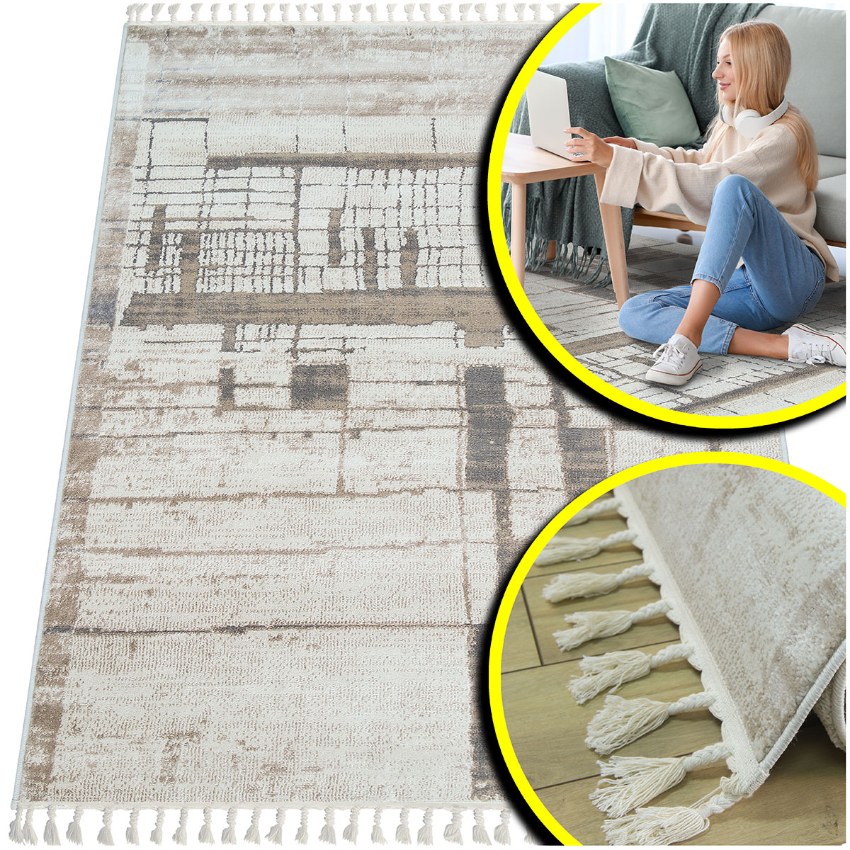 Hnědý Koberec Do Obývacího Pokoje Anko Šedý Koberec Shaggy Melanž Do Ložnice 80x150