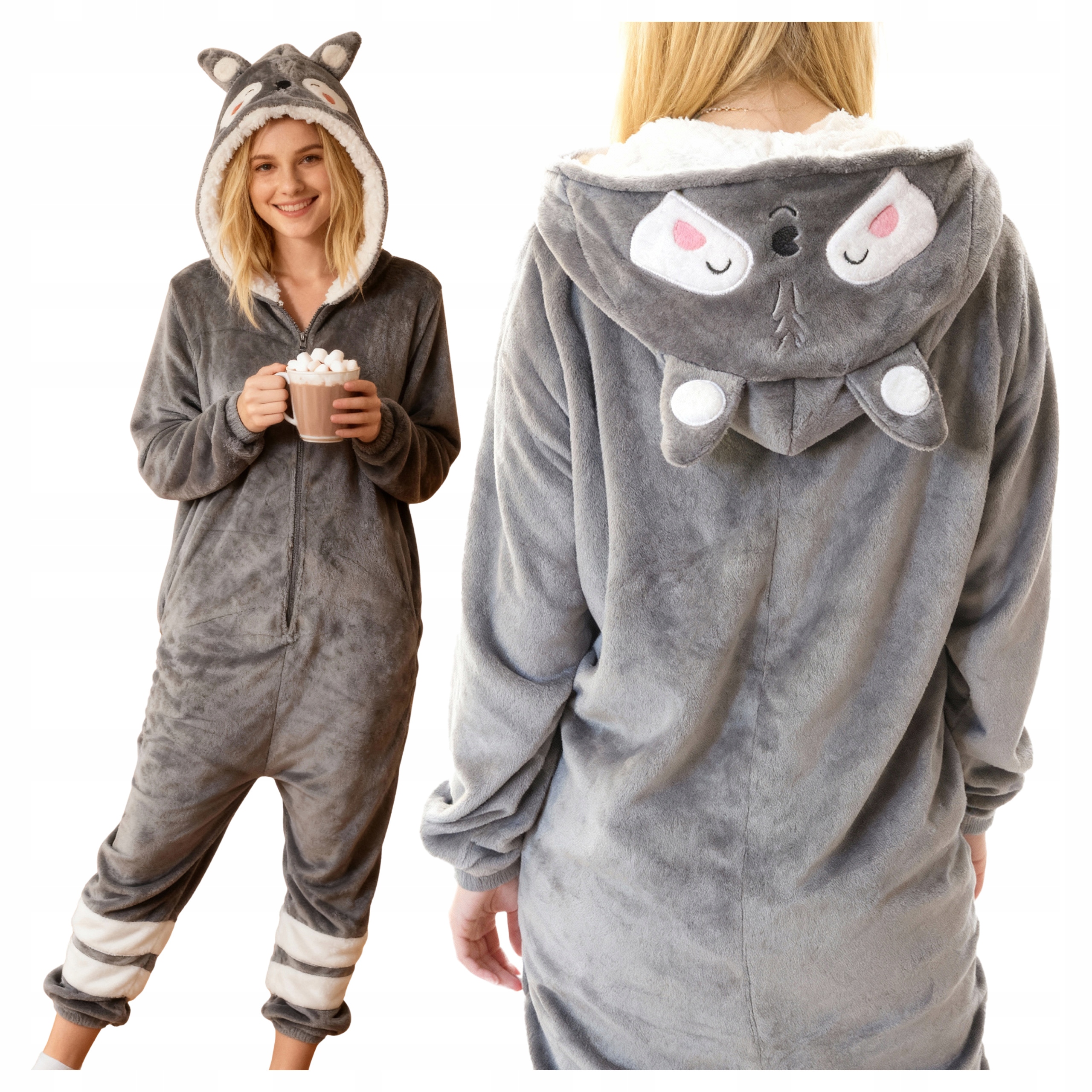 Roztomilá Kombinéza s kapucí Se Stahovacími Gumičkami na Zip Jezevec Šedá XXL