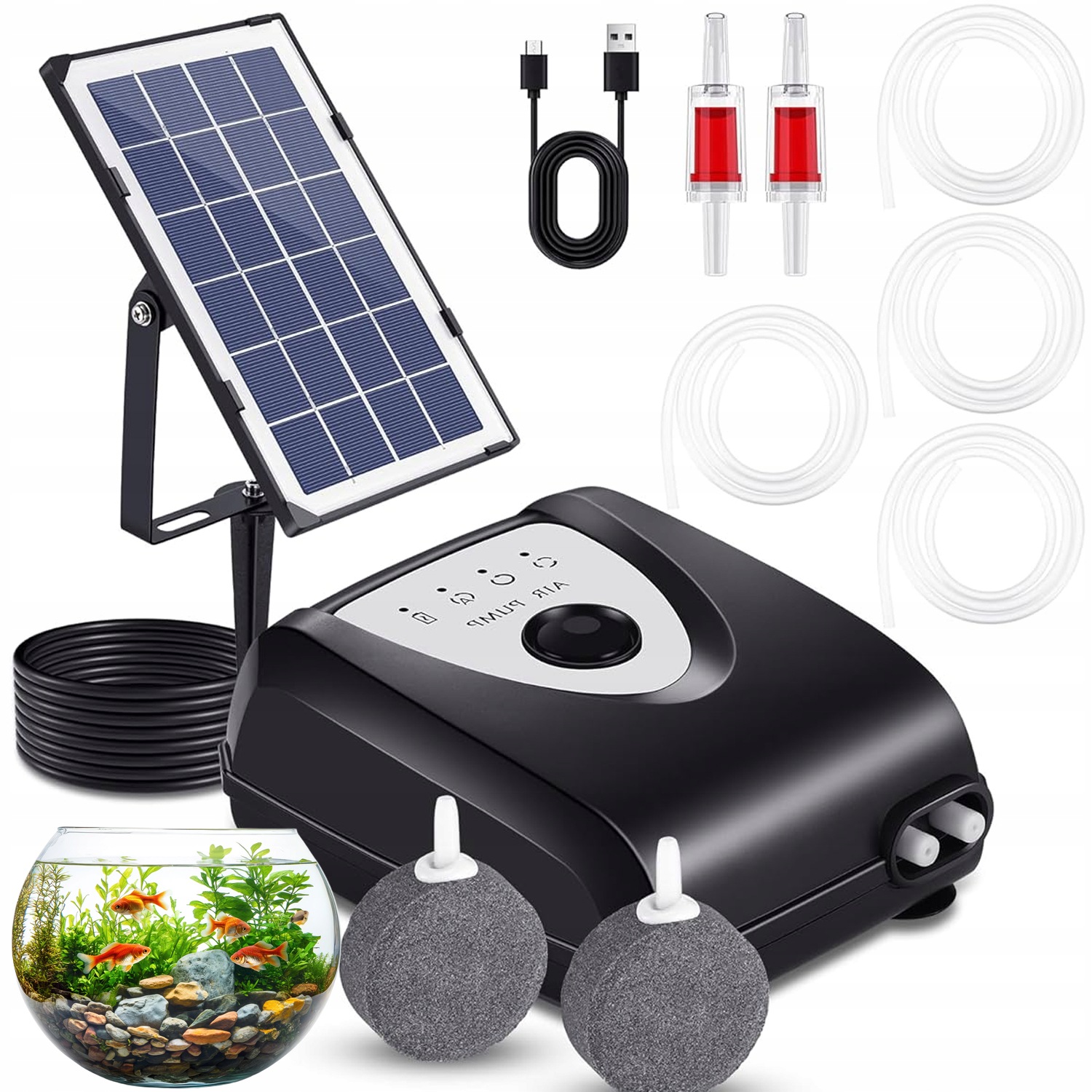 Solární Vzduchová Pumpa Do Akvária, Přenosná, Usb, Okysličovač 4000 Mah