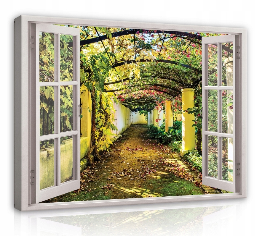 Obraz 100x75 Zahrada alej oblouk zeleň květiny slunce světlo stín léto klid