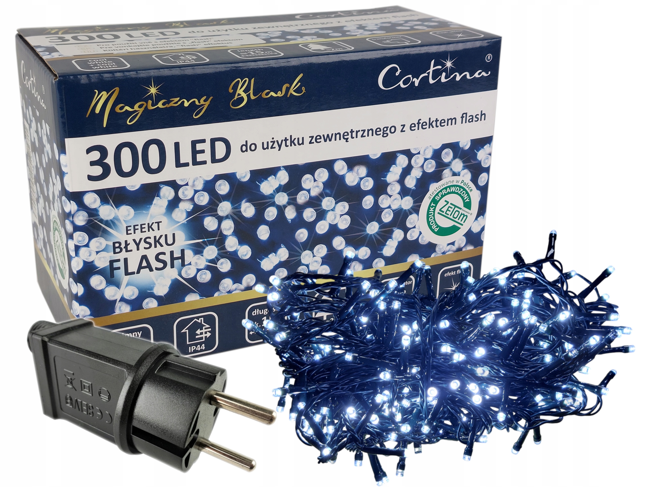 LAMPKI CHOINKOWE 300LED ZEWNĘTRZNE WEWNĘTRZNE ŚWIATEŁKA ŚWIĄTECZNE FLASH CW