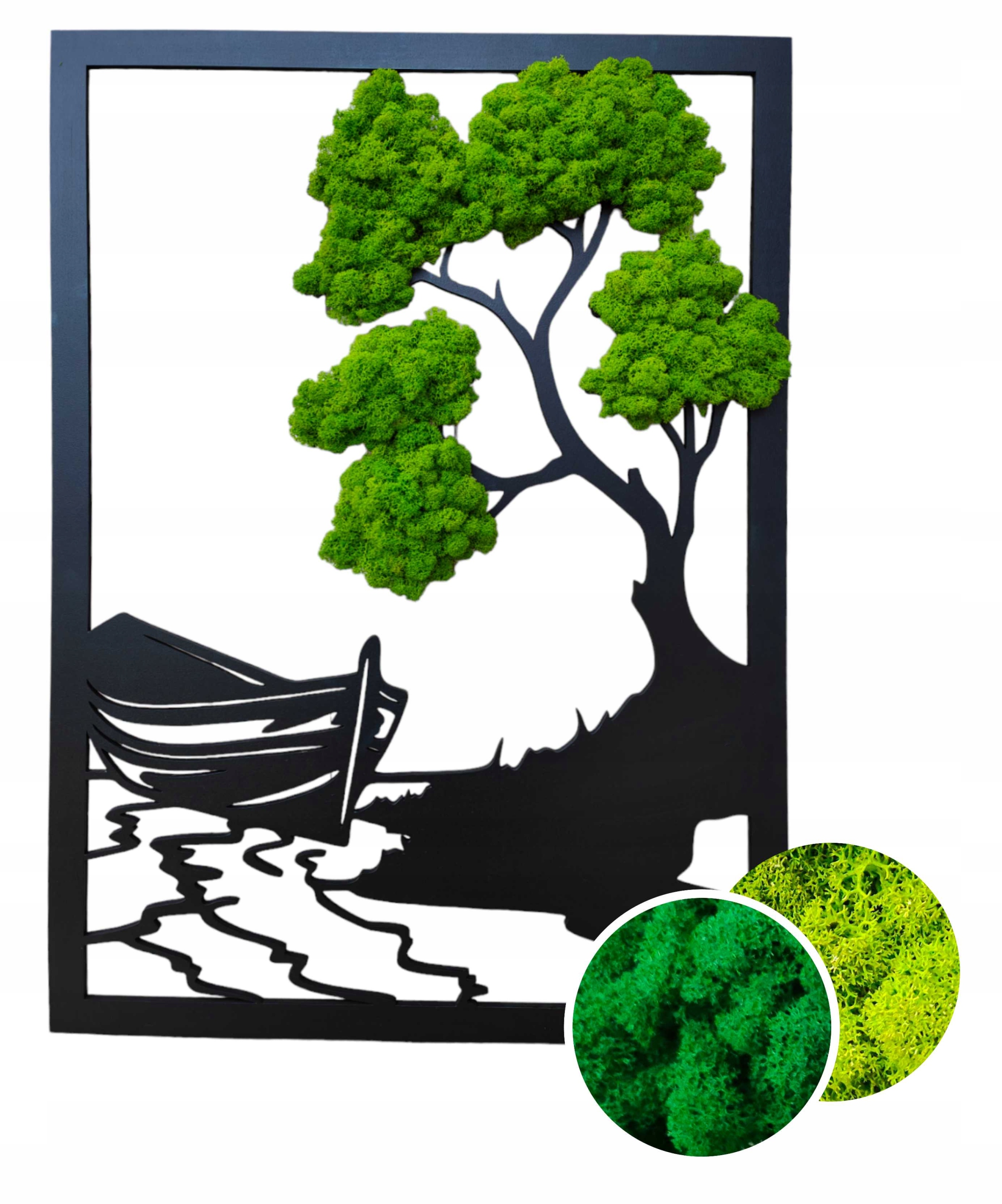 Obraz s Mechem Chrobotkem 70 cm Dřevo Dekorace Z Mechu Chrobotka 3D