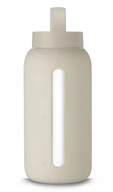 skleněná lahvička Muuki s láhev na pití a silikonové pouzdro 72 ml písková