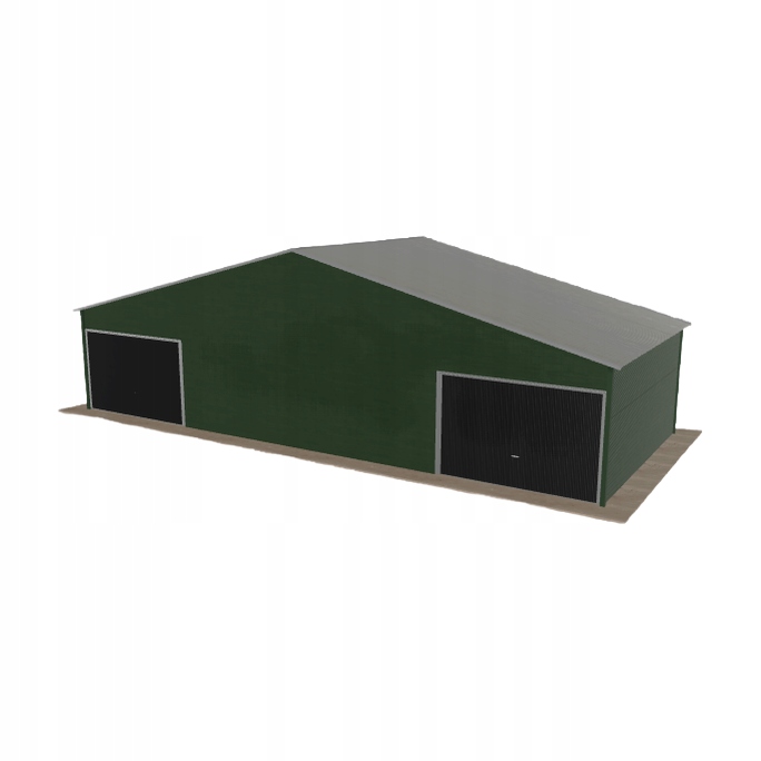 Plechová garáž 12x5 m, dvoupolohová, dvoupolohová, zelená