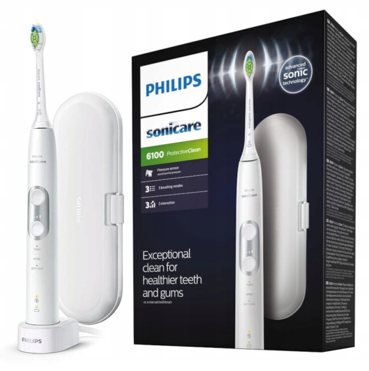 SONICKÝ KARTÁČEK PHILIPS SONICARE 6100 PROTECTIVE CLEAN PRO ZUBY BÍLÝ