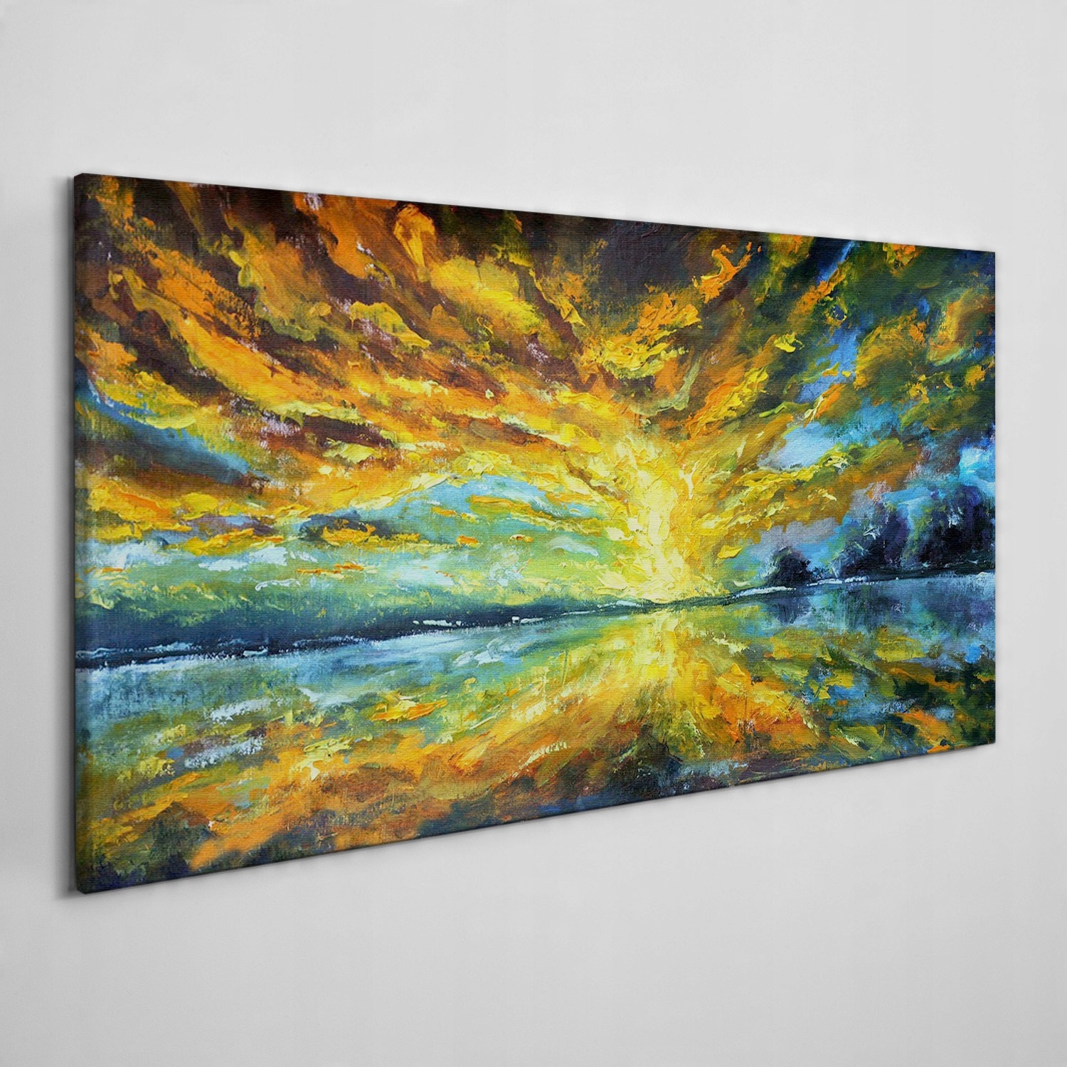 

Obraz płótno Jezioro drzewa niebo słońce 140x70 cm