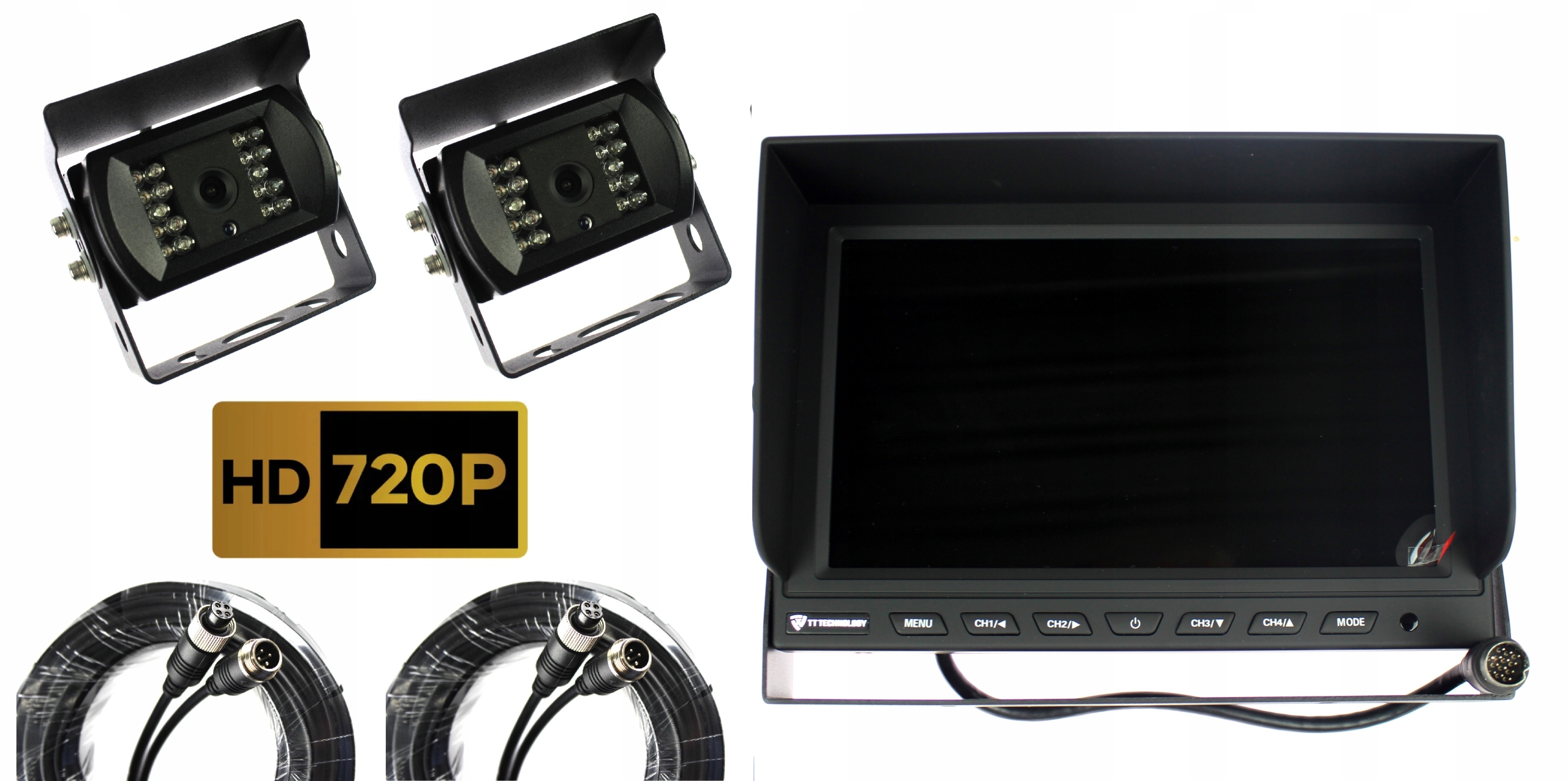 Monitor 9'' S Možnosťou Pripojenia 4 Kamera 4PIN 2x Cúvacia Kamera