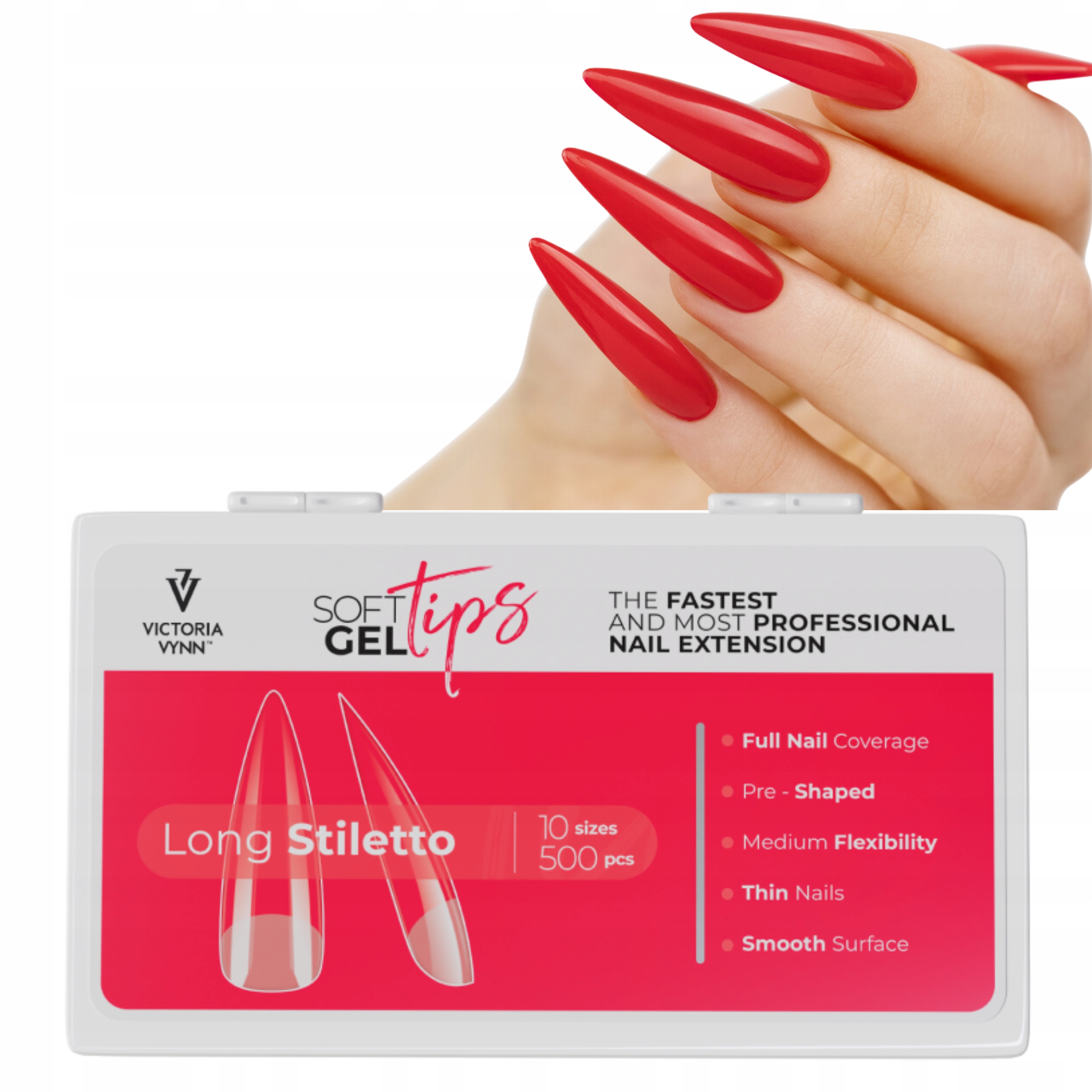 VICTORIA VYNN AKRYLOVÉ TIPY SOFT GEL TIPS LONG STILETTO - DLHÁ DÝKA