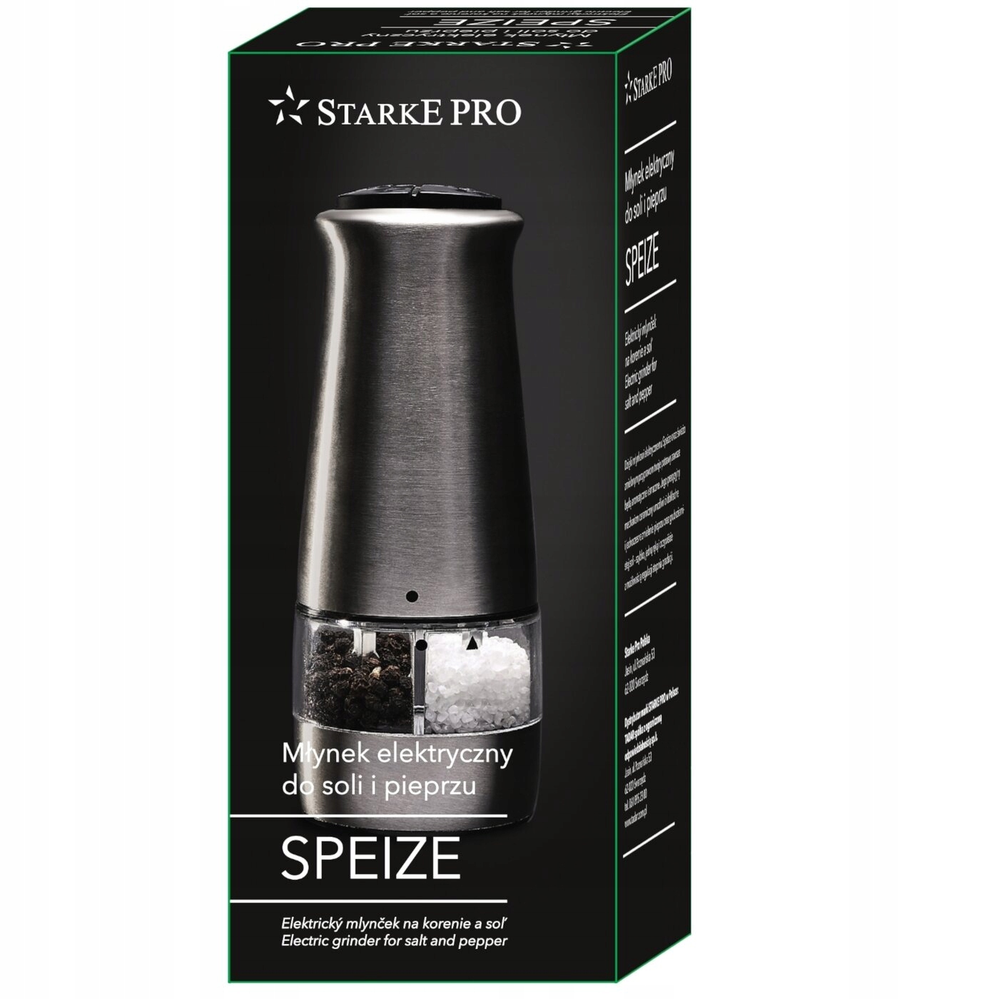MŁYNEK ELEKTRYCZNY SÓL PIEPRZ 2W1 STARKE PRO Model Elektryczny