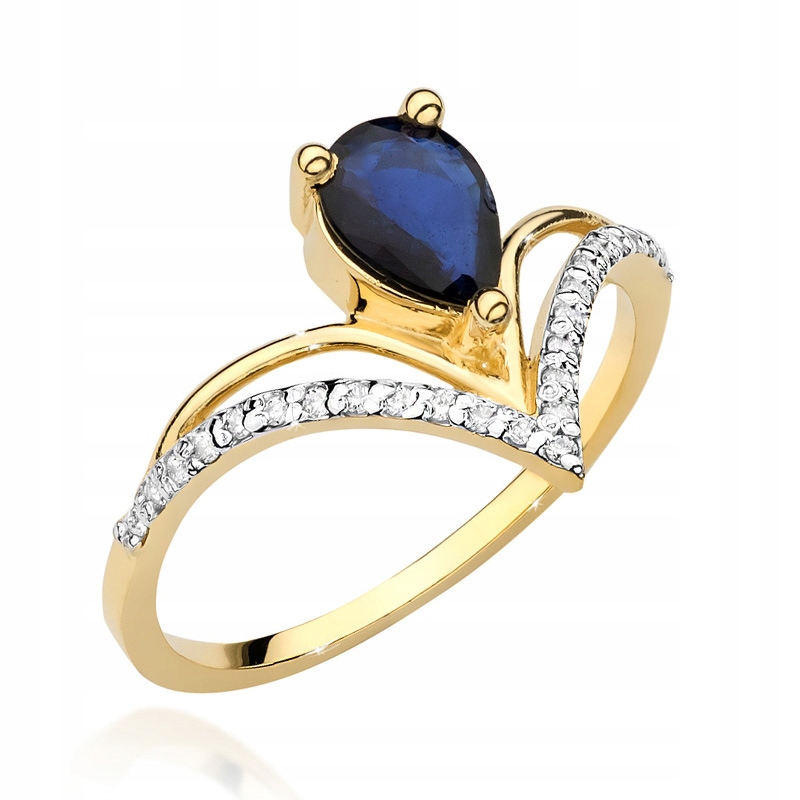 

Pierścionek Złoty Z Szafirem I Brylantami