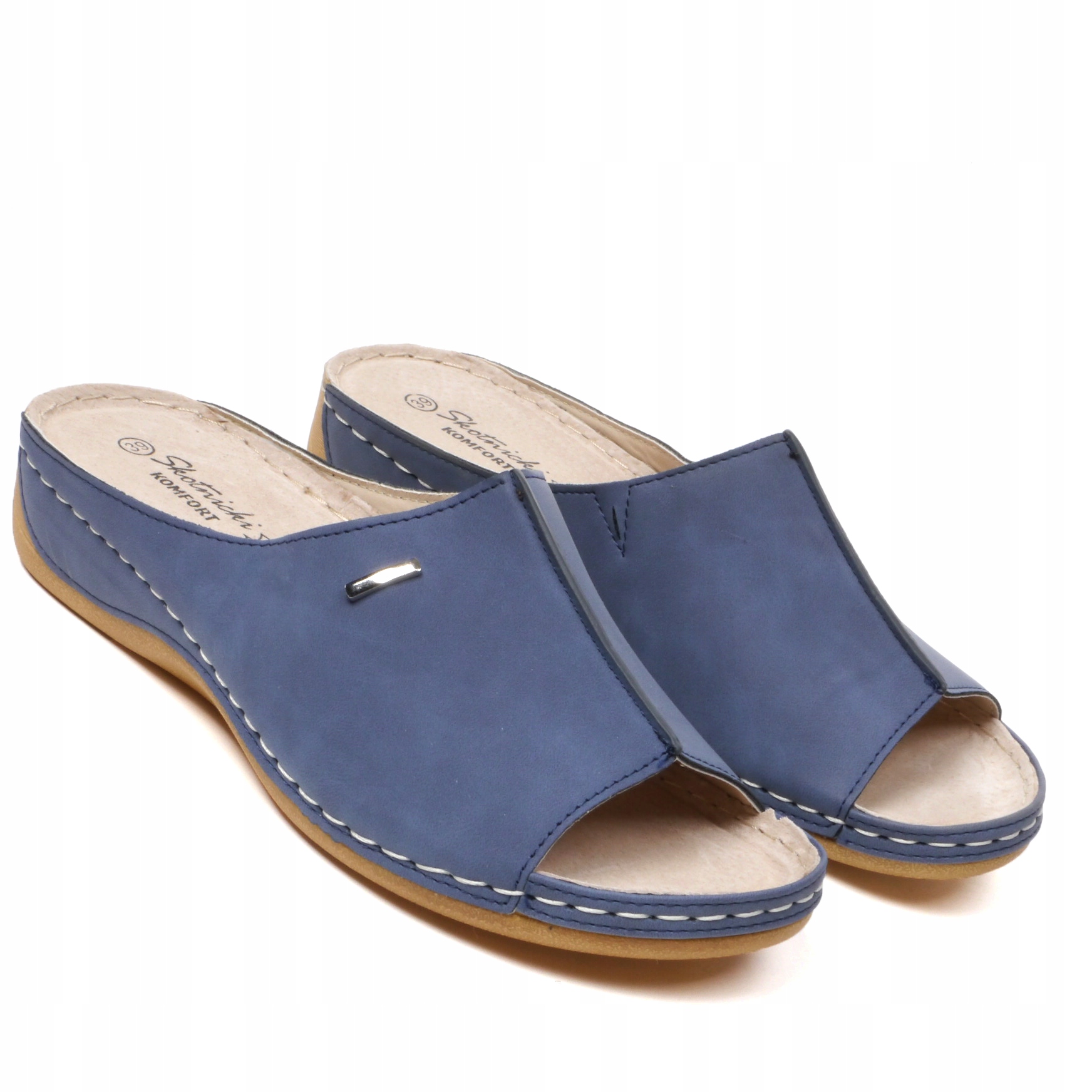 Klapki Damskie Skotnicki LEKKIE Wygodne wkł. SKÓRA Naturalna Rozmiar 40