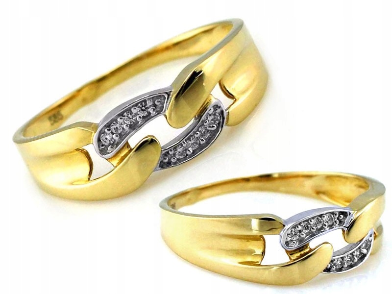 Prstýnek z bílého a žlutého zlata 585 s zirkony 2 g pro ženu 14k