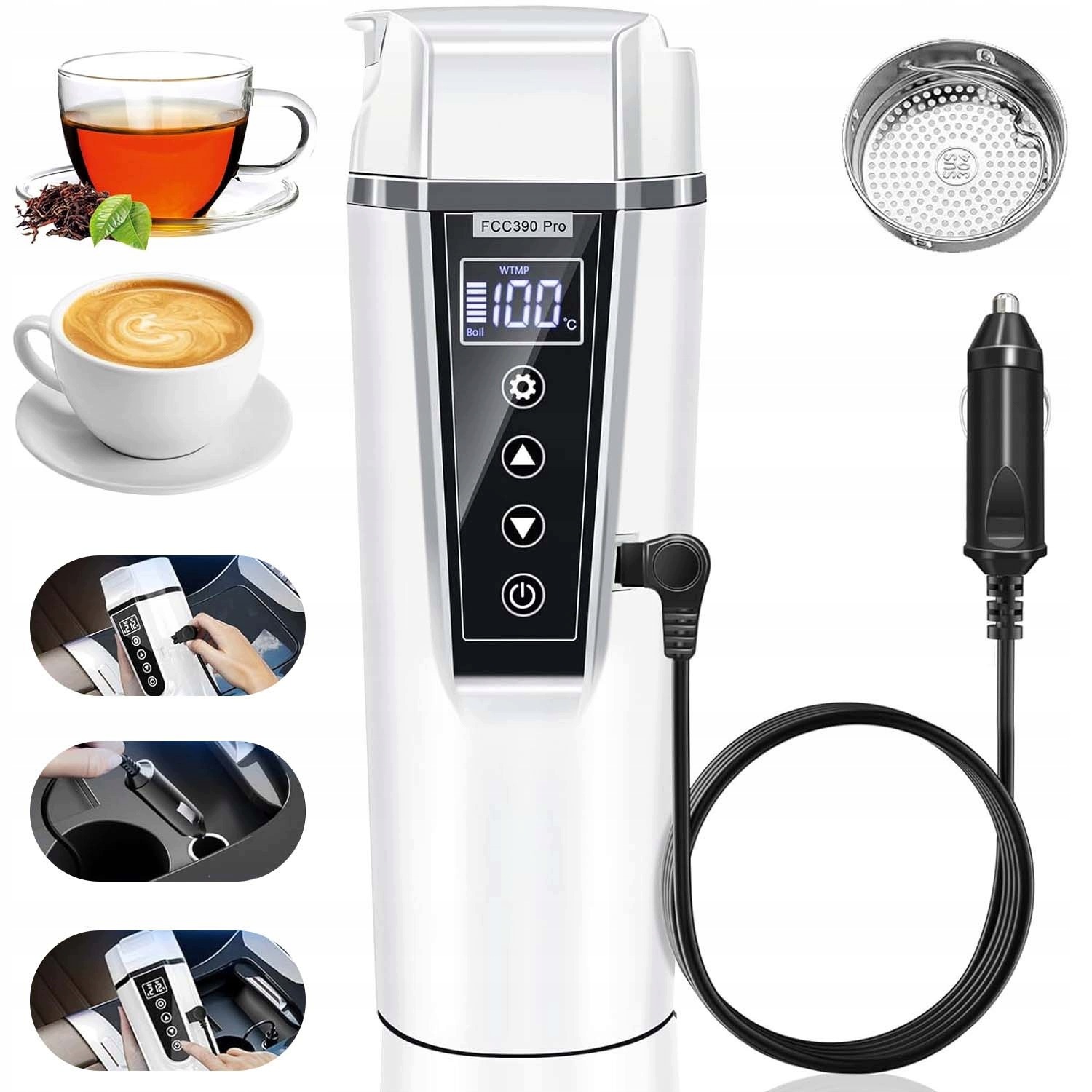 Mini Rychlovarná Konvice Do Auta, Tepelný Vyhřívaný Displej 450 ML12 V/24 V