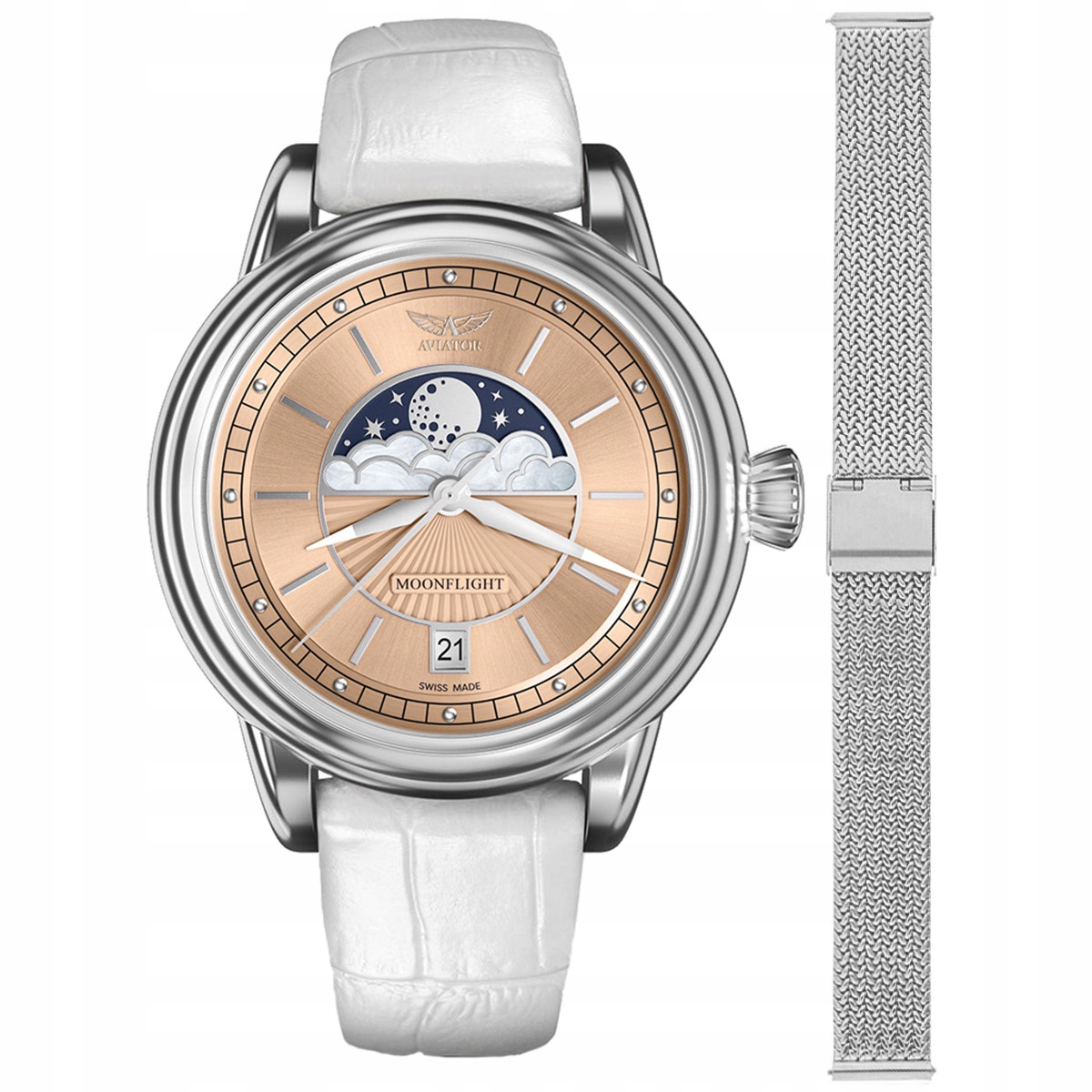 Dámské hodinky Aviator V.1.33.0.259.4.WM-SET stříbrné